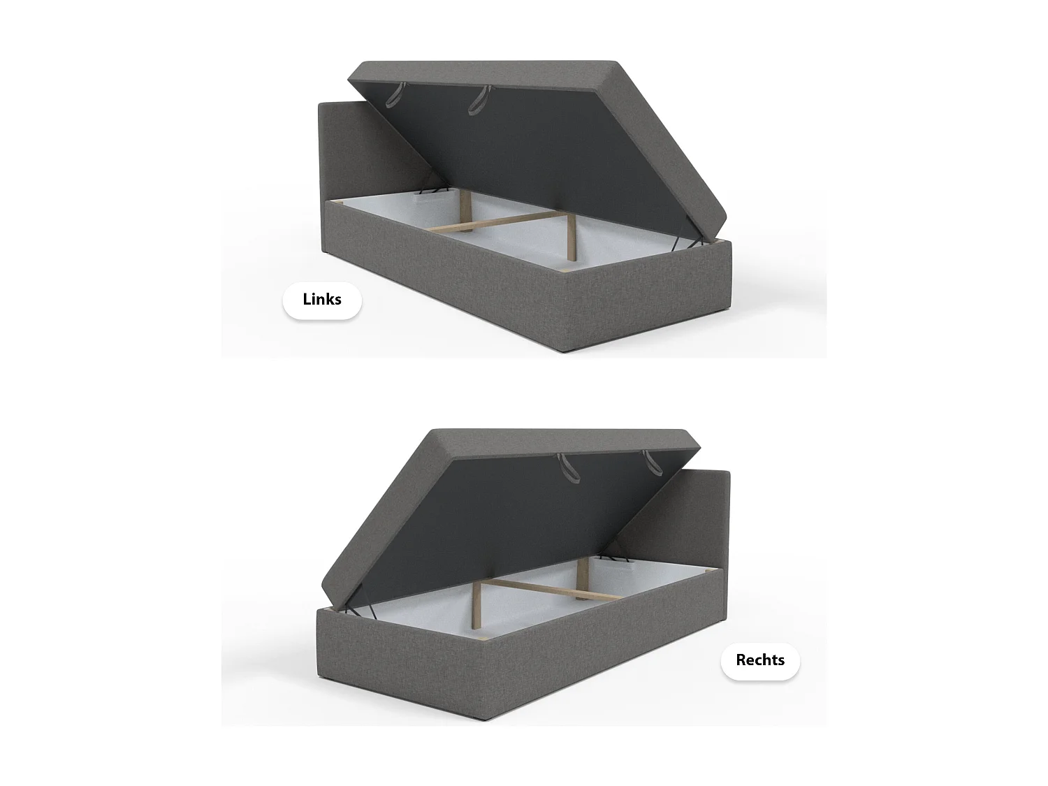 LIT BOXSPRING avec coffre de rangement et surmatelas Menorca mini 100x200 cm, gris