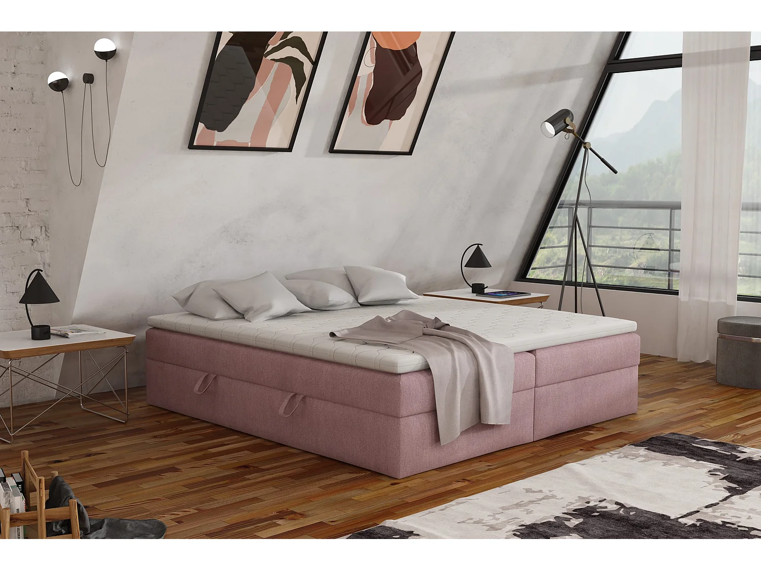 BOXSPRINGBETT mit Bettkasten und Topper 160x200 cm, Soro 61 - Puderrosa