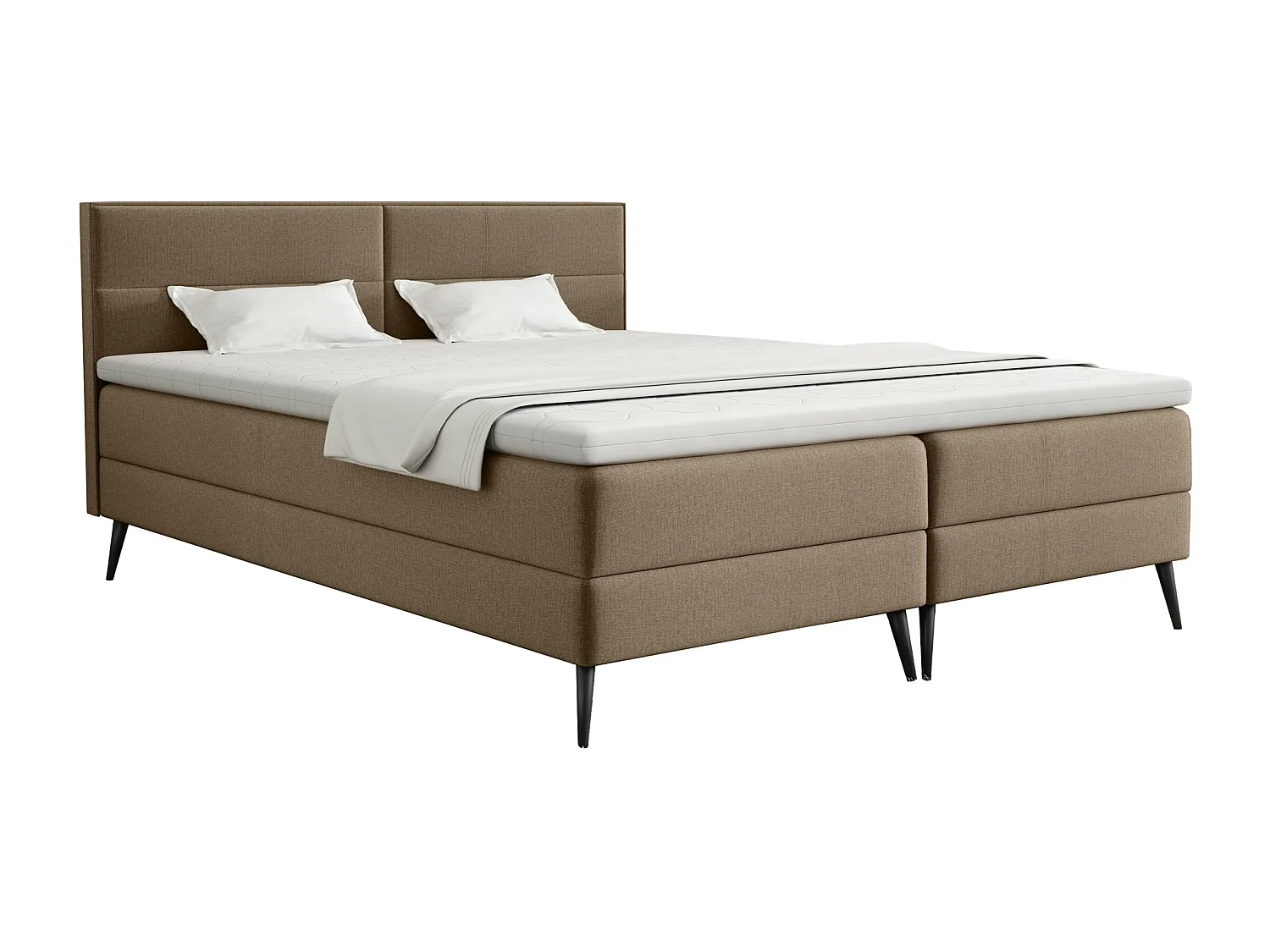 LIT BOXSPRING avec surmatelas Tomar 140x200 cm, Monolith 9 (Brun clair)