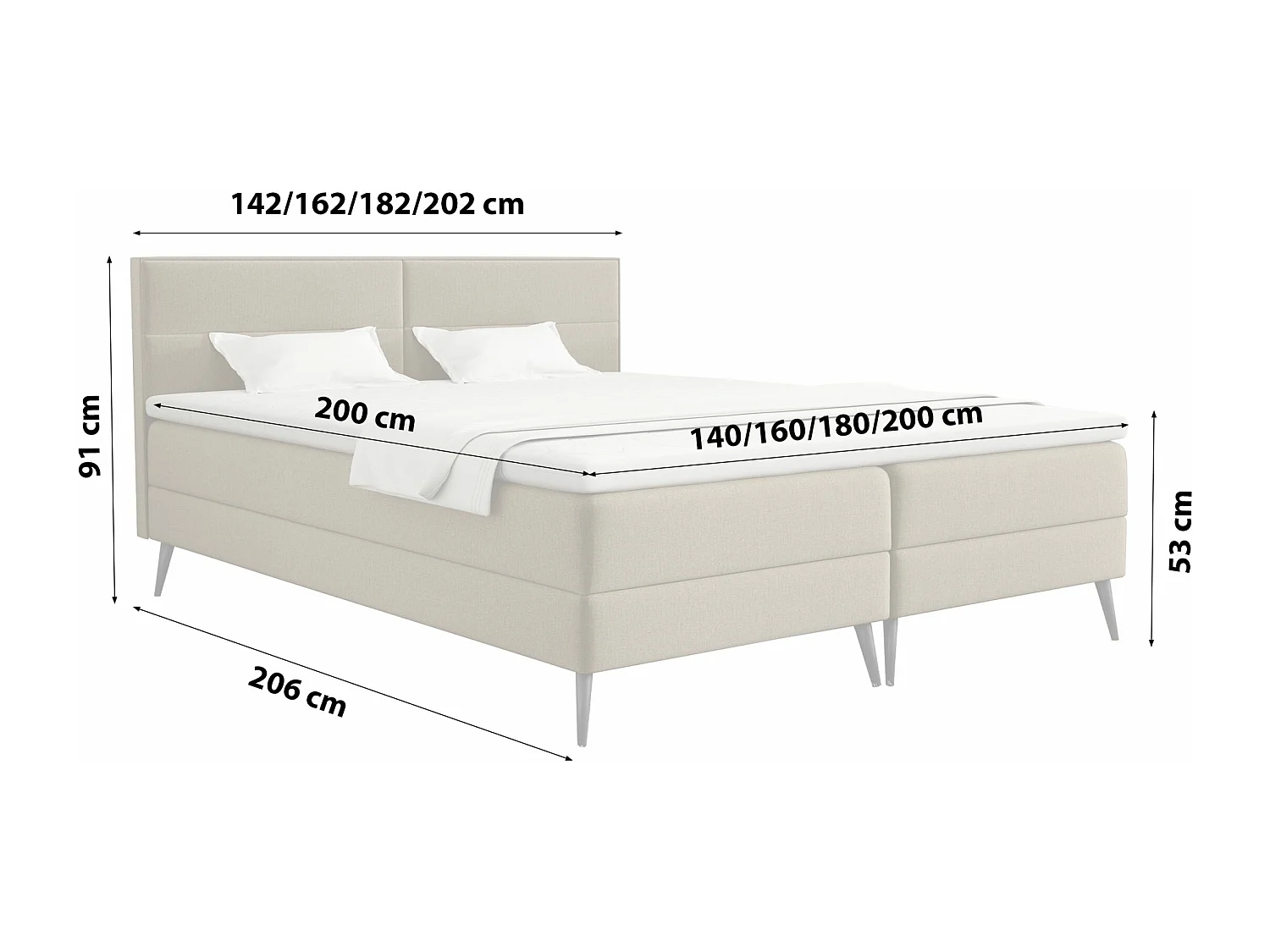 LIT BOXSPRING avec surmatelas Tomar 140x200 cm, Monolith 9 (Brun clair)