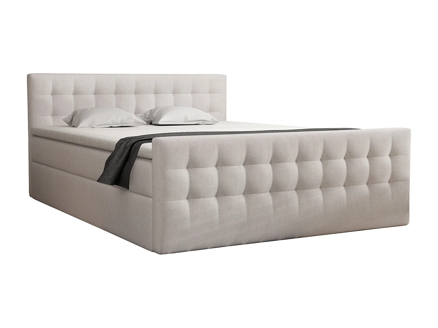 LIT BOX avec surmatelas Loures 180x200 cm Gris clair