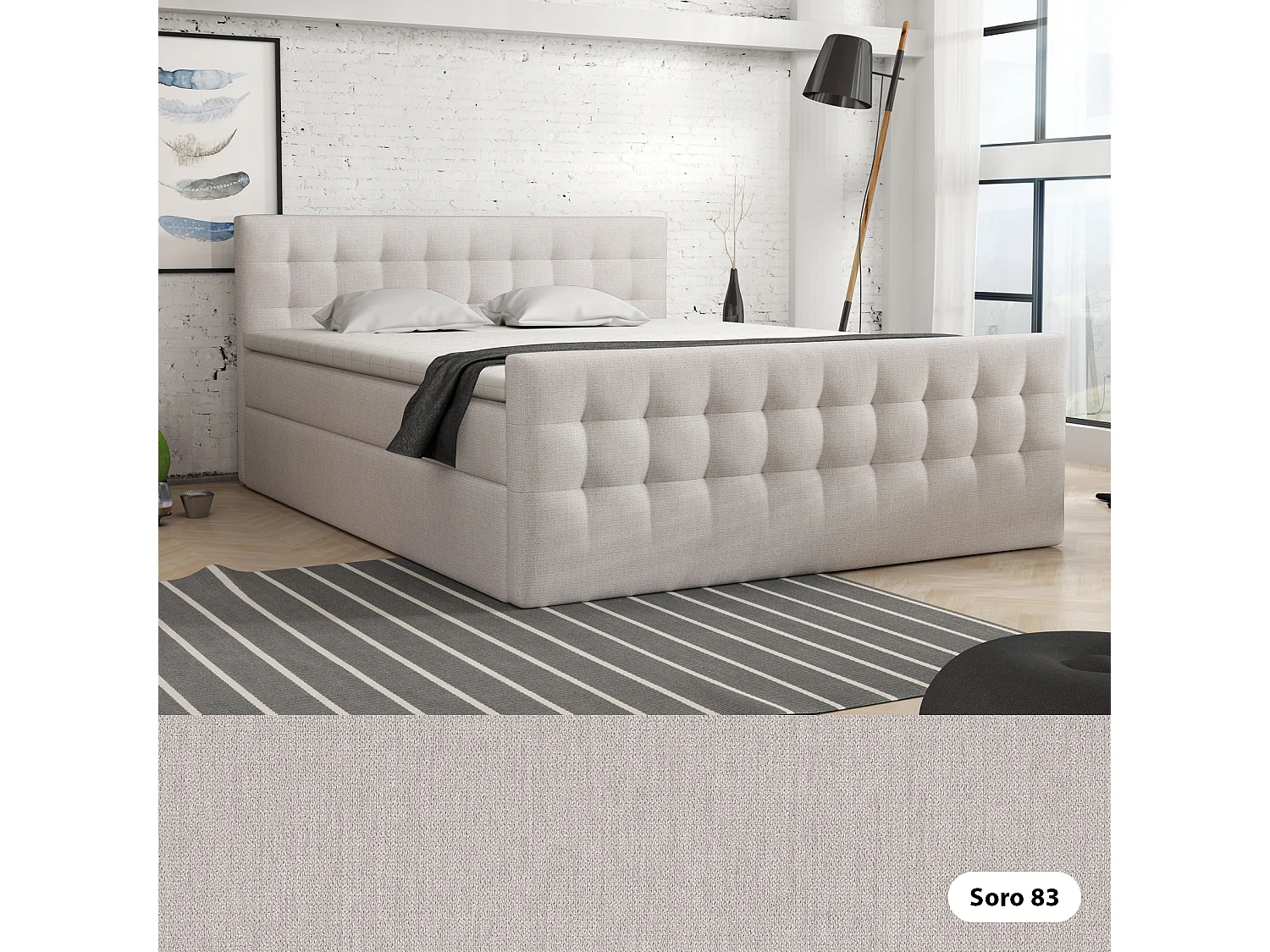 LIT BOX avec surmatelas Loures 180x200 cm Gris clair