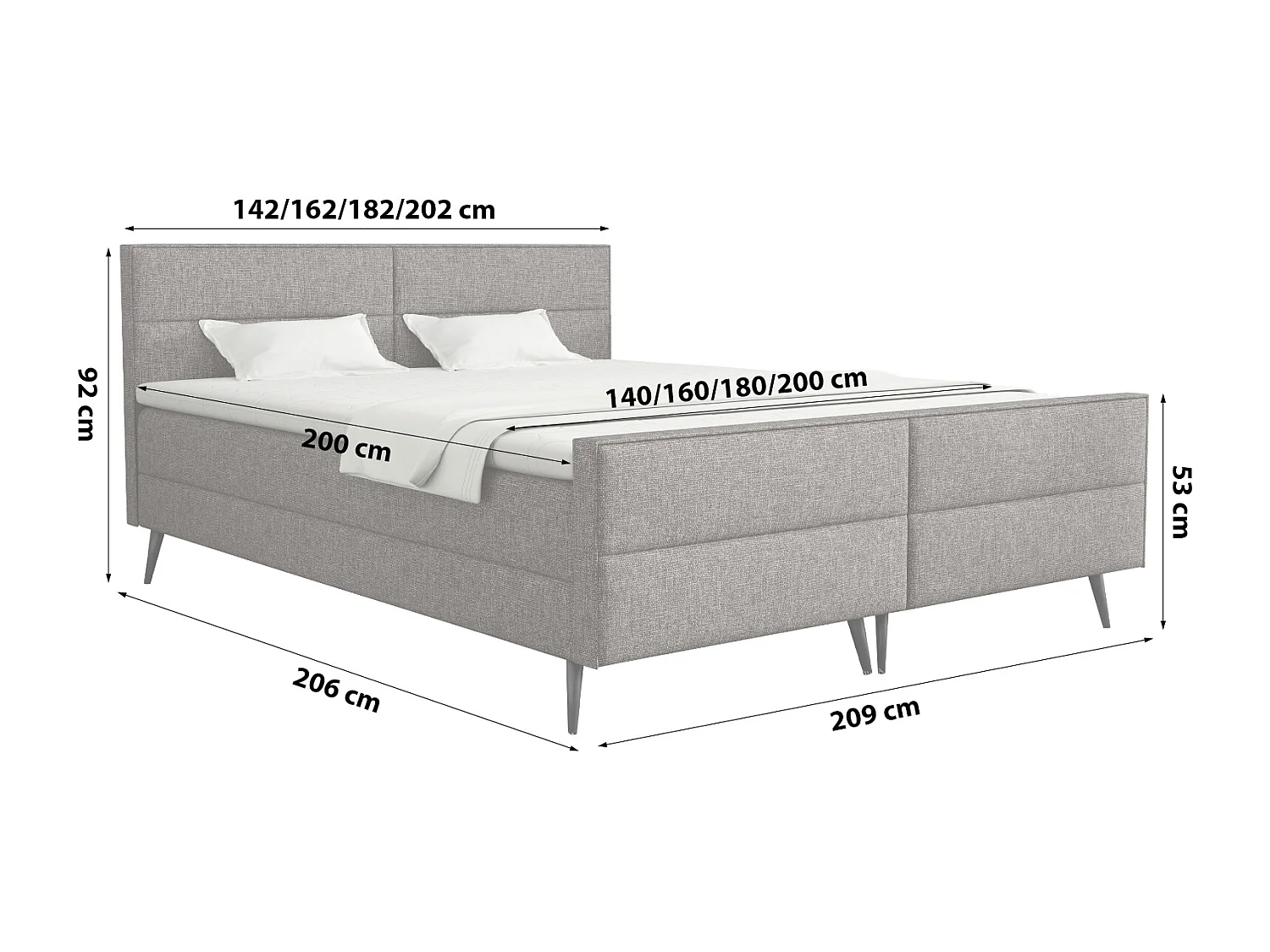 LIT BOXSPRING avec surmatelas Torhop 160x200 cm, Lux 6 (Gris)