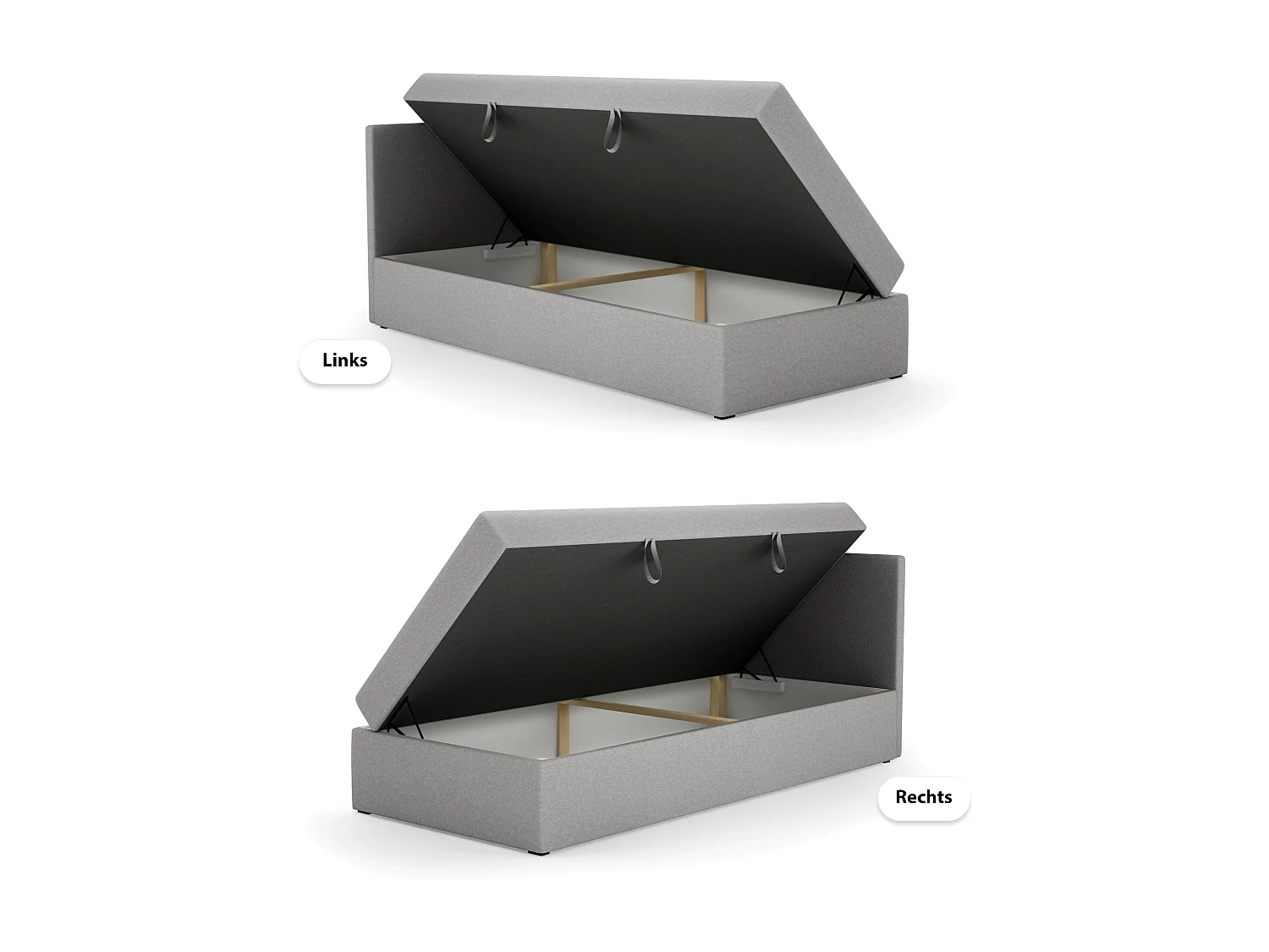 LIT SIMPLE avec côté droit torria mini basic 80x200 cm, gris clair