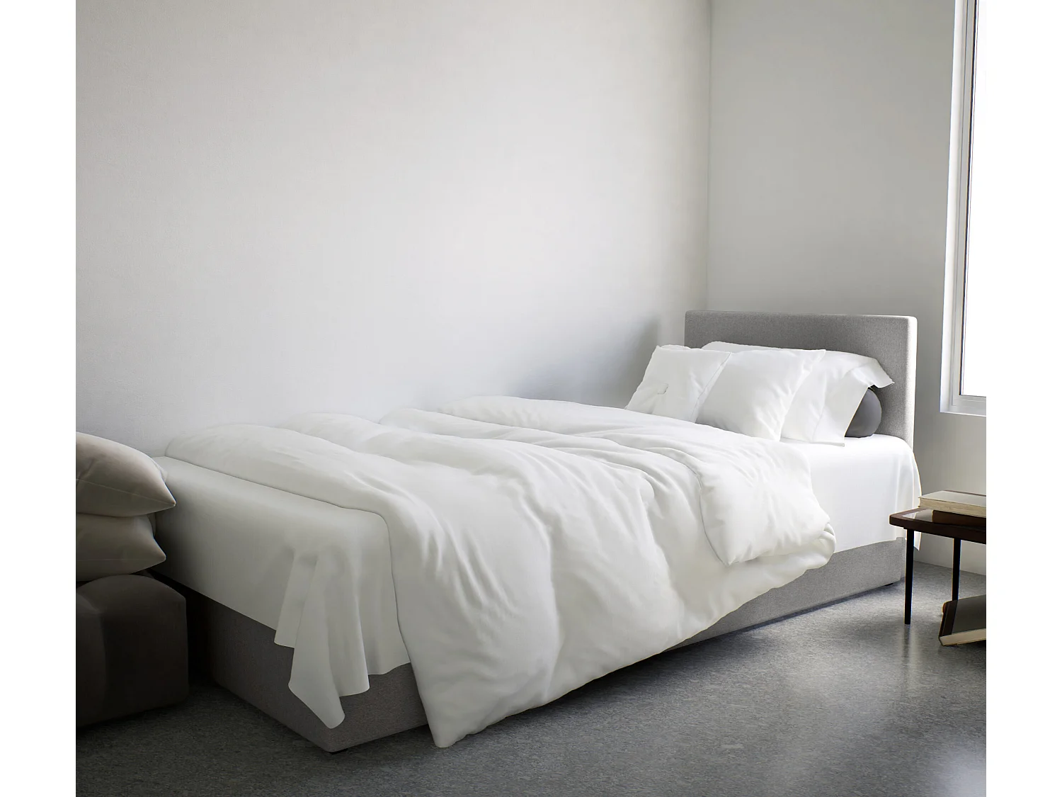 LIT SIMPLE avec côté droit torria mini basic 80x200 cm, gris clair