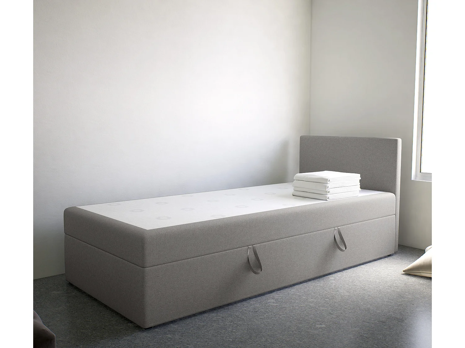 LIT SIMPLE avec côté droit torria mini basic 80x200 cm, gris clair