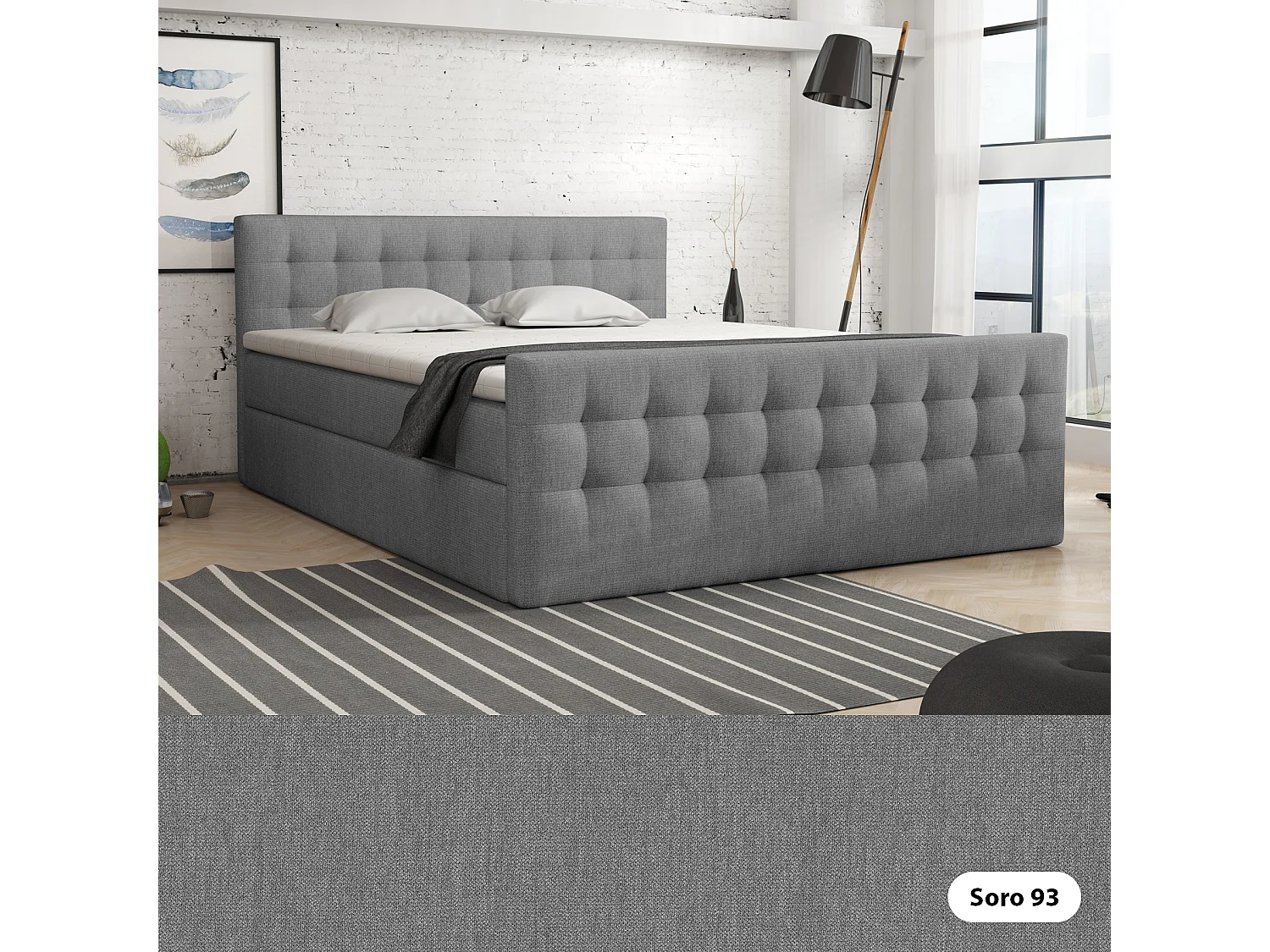 BOXBETT mit Bettkasten Loures Lux 160x200 cm, Graphit