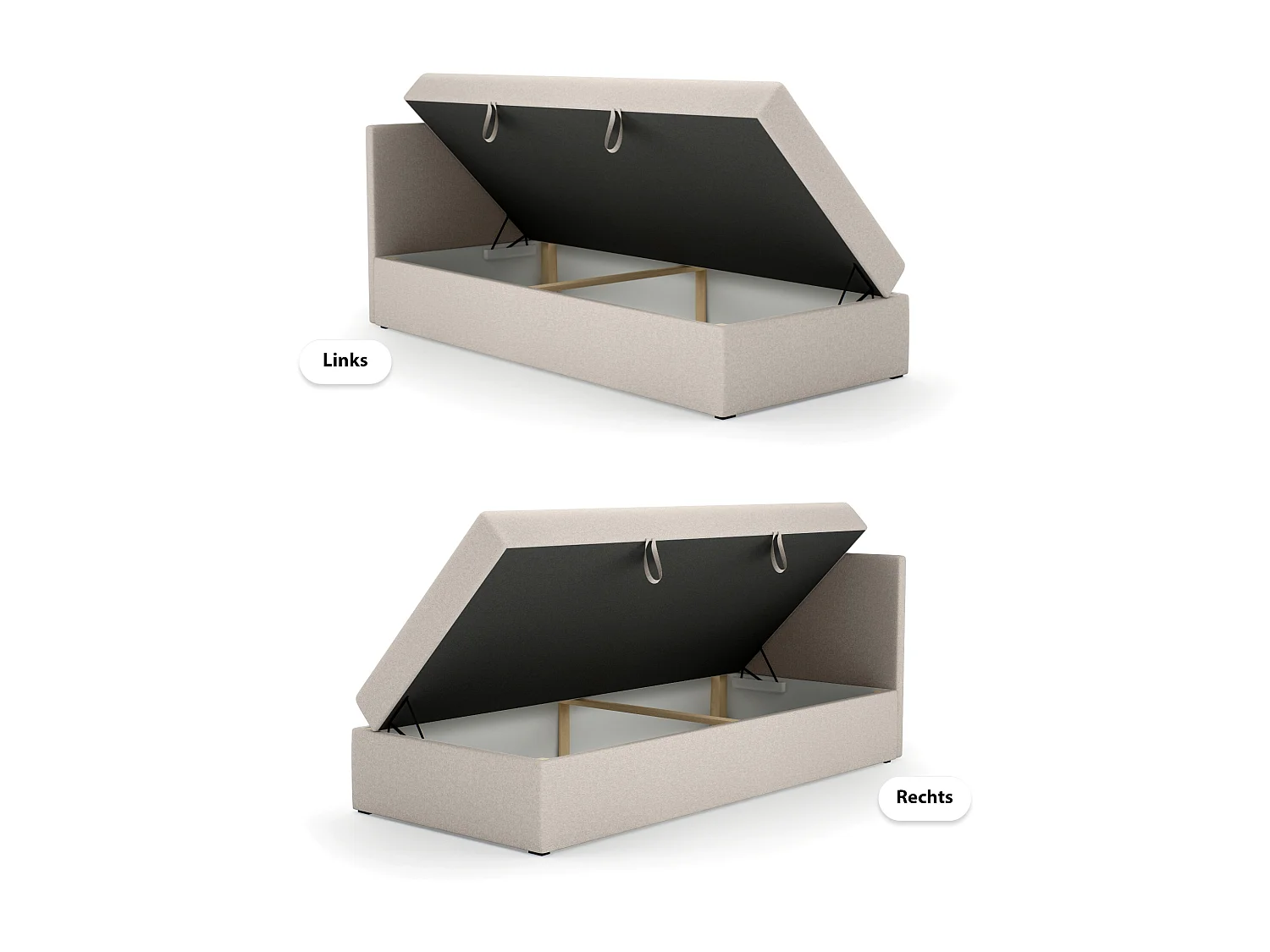 EINZELBETT Seite Links Torria Mini Basic 90x200 cm, Beige