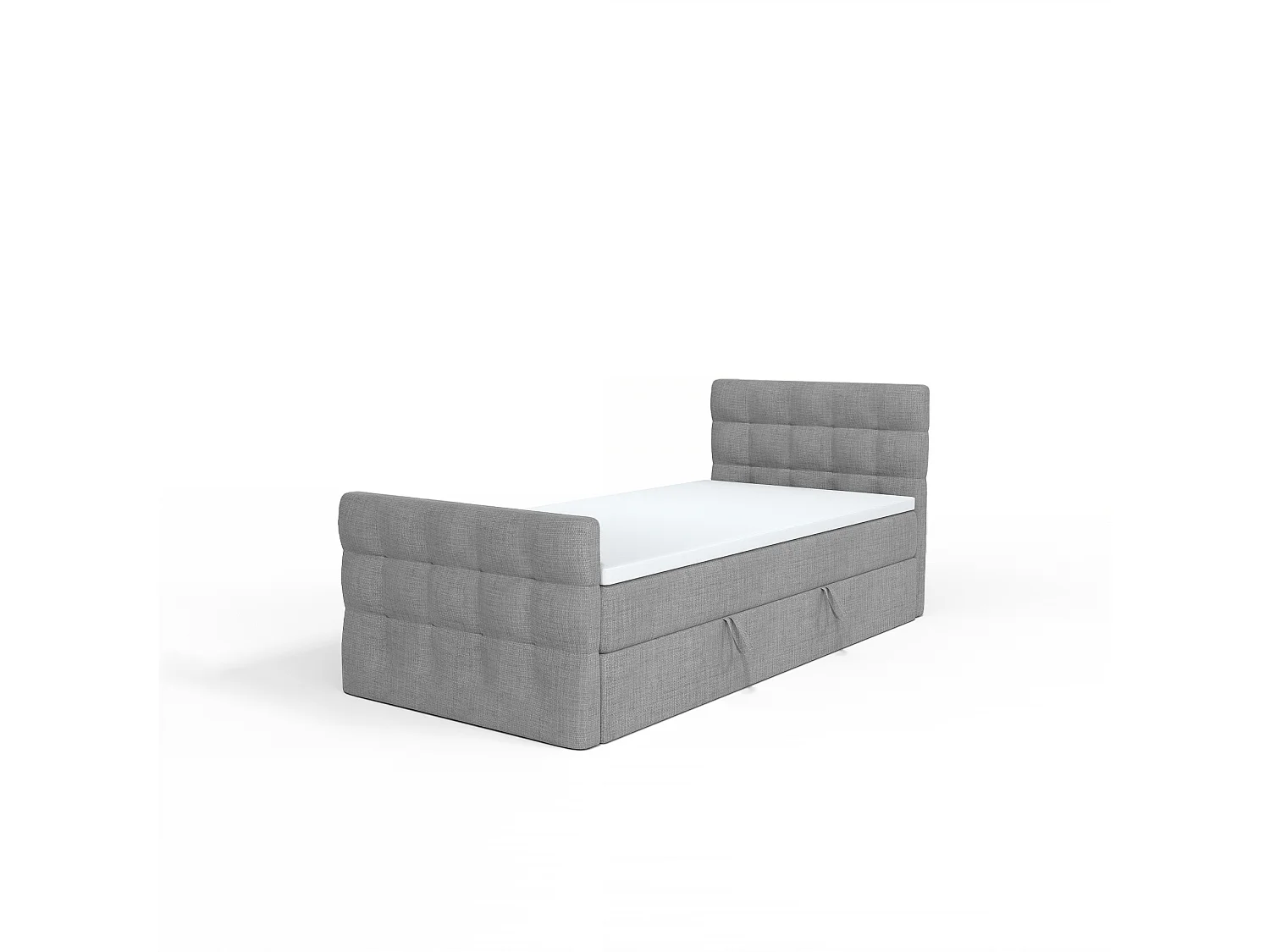 LIT BOXSPRING avec coffre de lit et surmatelas Loures Lux Mini côté droit 90x200 cm, gris foncé (soro 93)