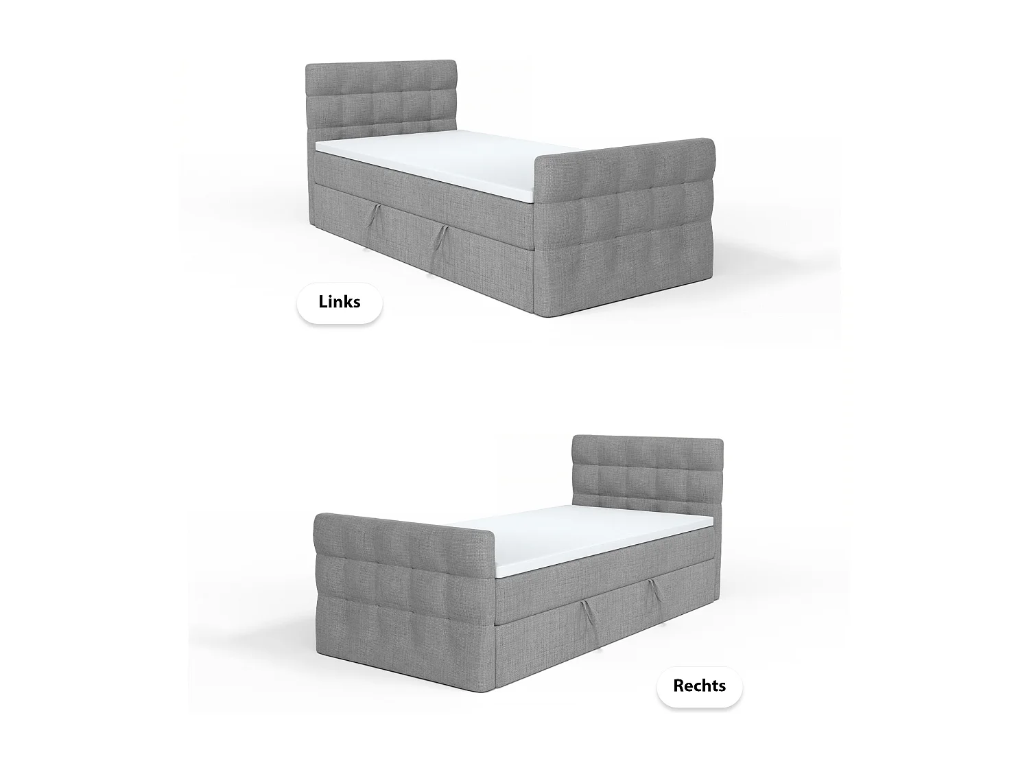 LIT BOXSPRING avec coffre de lit et surmatelas Loures Lux Mini côté droit 90x200 cm, gris foncé (soro 93)