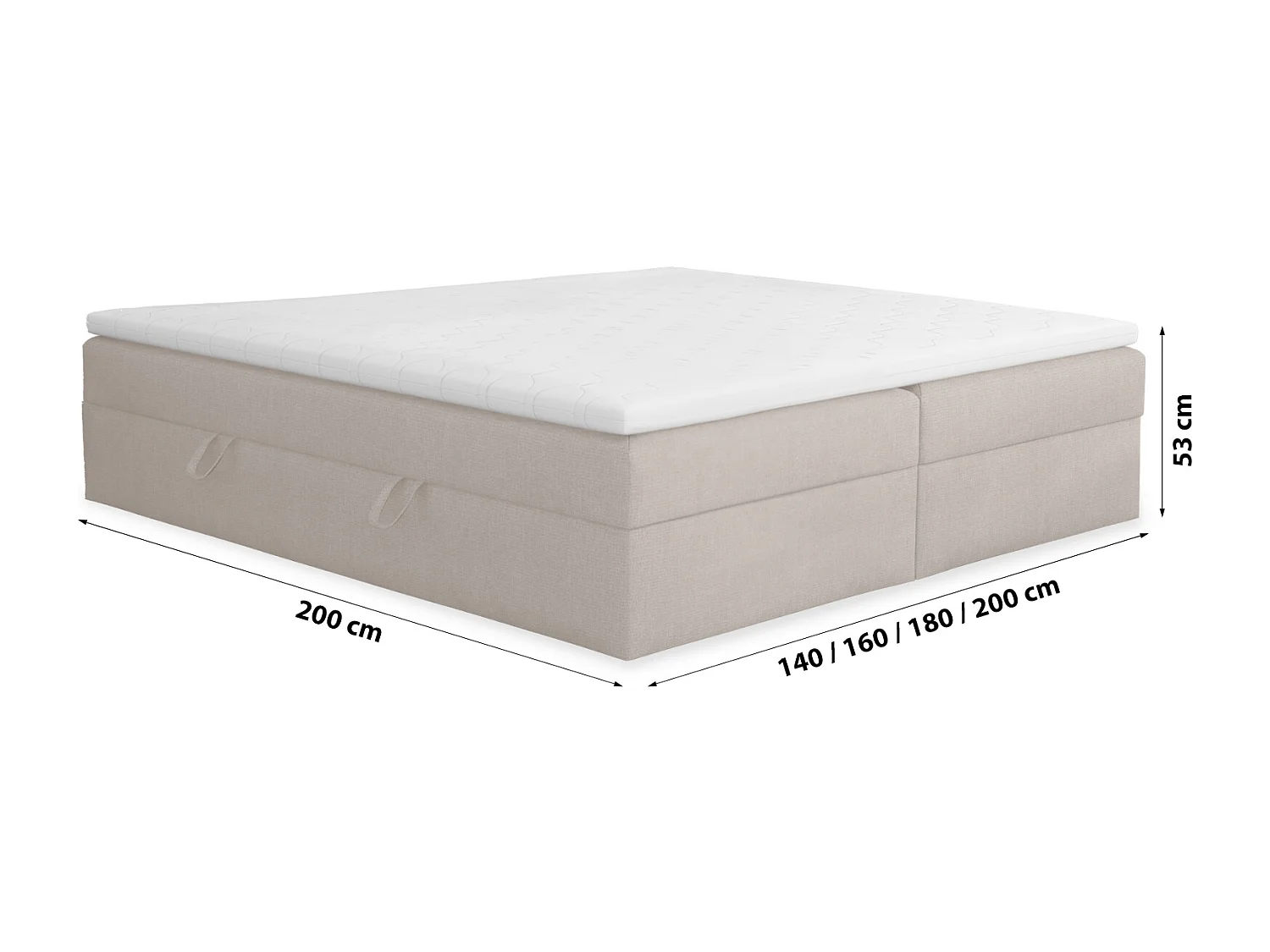 LIT BOXSPRING avec coffre de lit et surmatelas 140x200 cm, soro 13 – beige-gris.