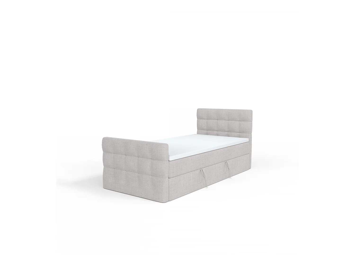 BOXSPRINGBETT mit Bettkasten und Topper Loures Lux Mini Seite Rechts 90x200 cm, Hellgrau (soro 83)