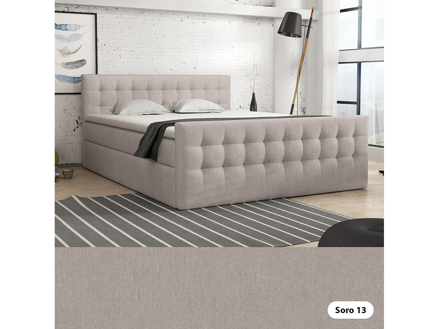 BOXBETT mit Bettkasten Loures Lux 160x200 cm, Hellbeige