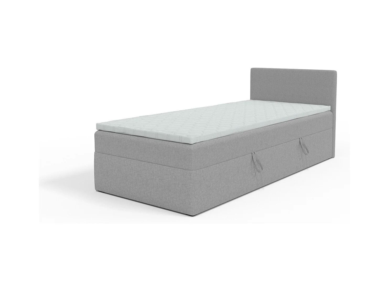 LIT BOXSPRING avec coffre de rangement et surmatelas Menorca mini 90x200 cm, gris clair