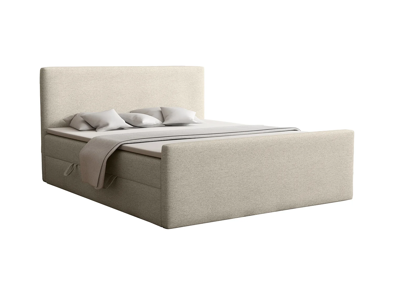 LIT BOXSPRING avec coffre de lit et surmatelas Vizela Lux 160x200 cm, (Riviera 21) Beige clair
