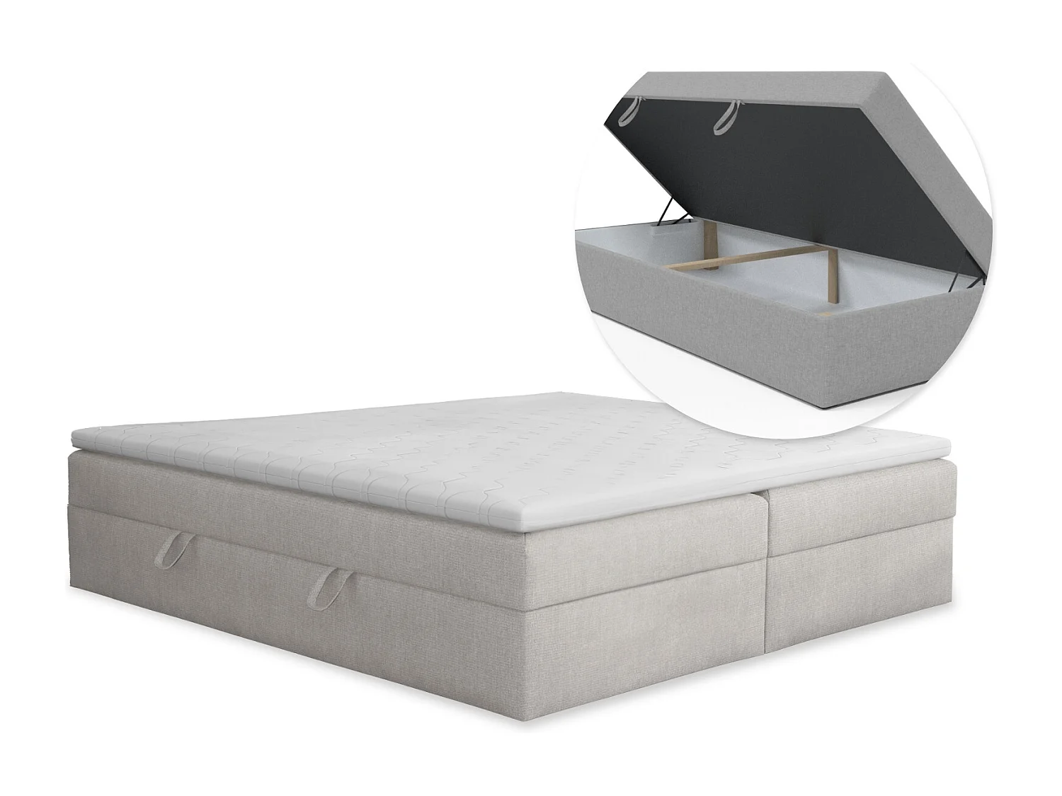 LIT BOXSPRING avec coffre de lit et surmatelas 180x200 cm, soro 83 – gris clair.