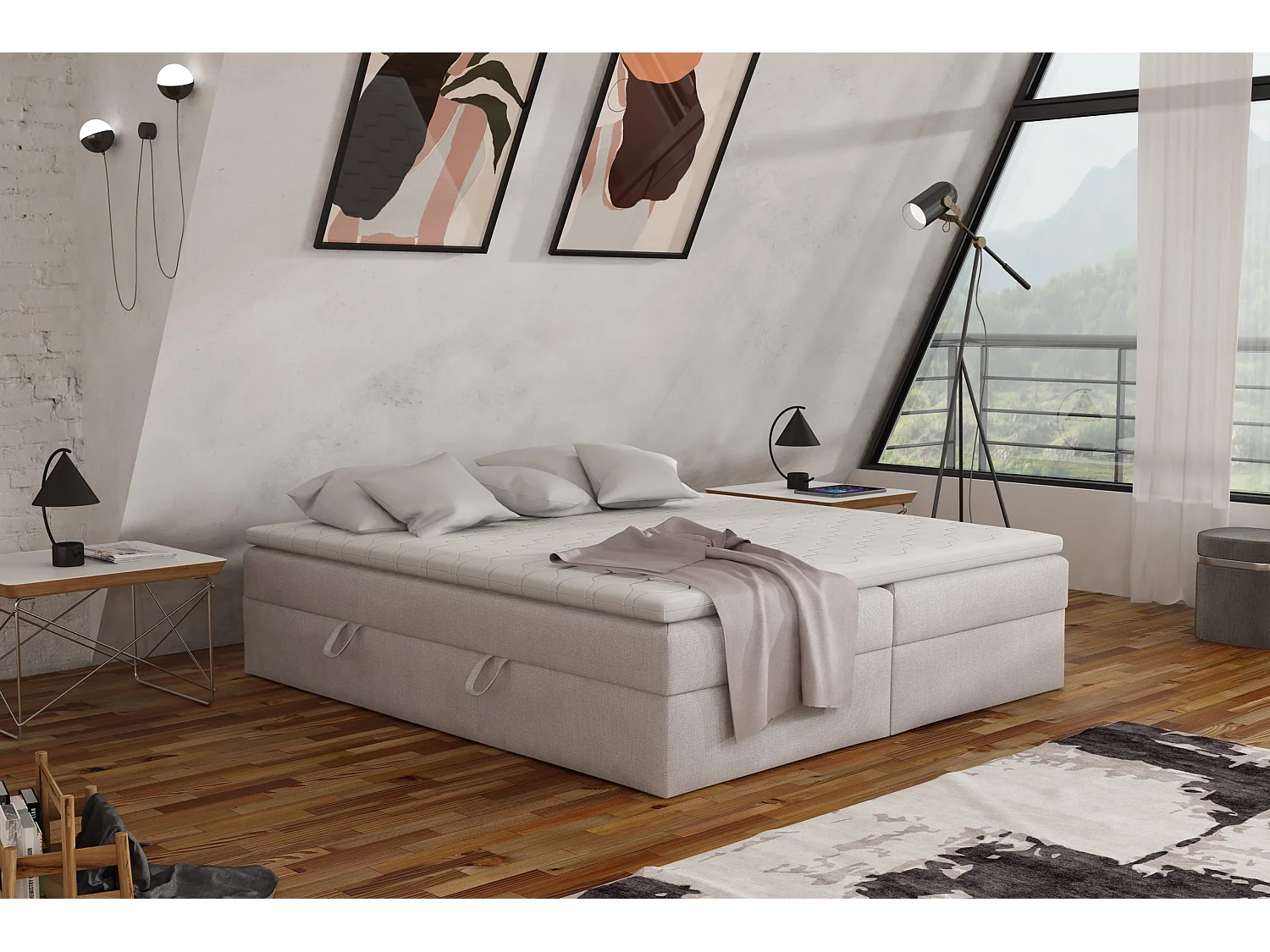 LIT BOXSPRING avec coffre de lit et surmatelas 180x200 cm, soro 83 – gris clair.