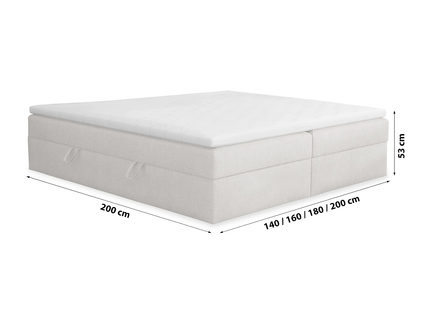 LIT BOXSPRING avec coffre de lit et surmatelas 180x200 cm, soro 83 – gris clair.