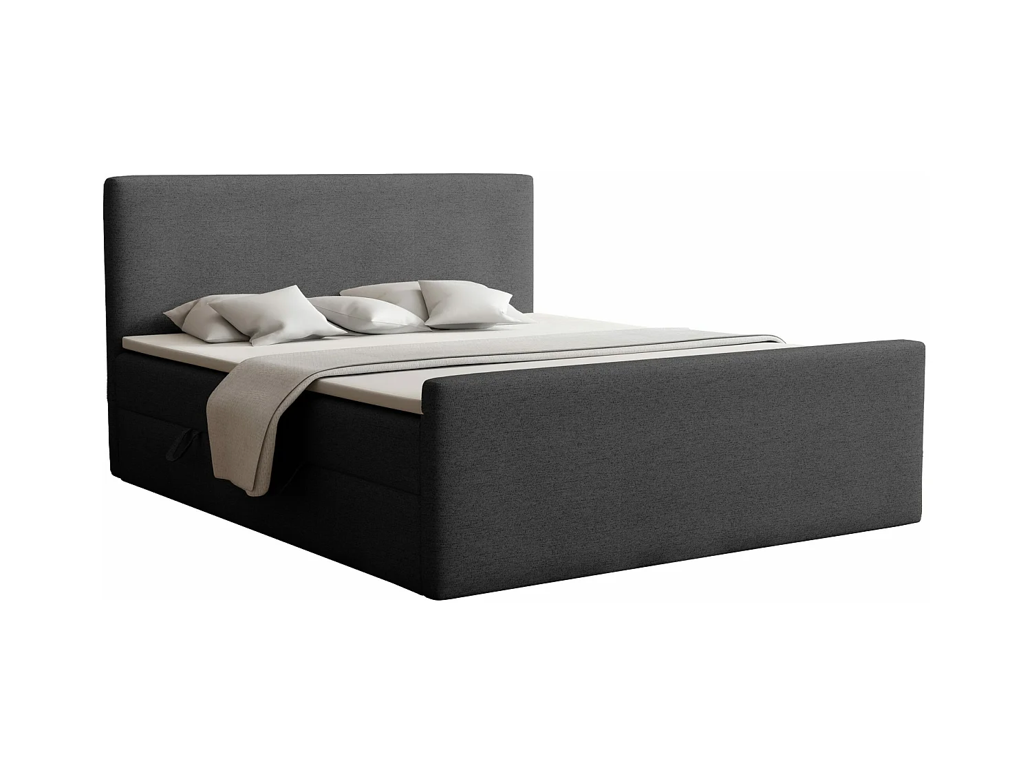 LIT BOXSPRING avec coffre de lit et surmatelas Vizela Lux 160x200 cm, (Riviera 97) Anthracite