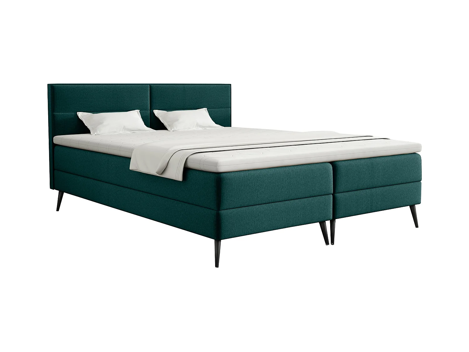 LIT BOXSPRING avec surmatelas Tomar 160x200 cm, Monolith 37 (Vert bouteille)