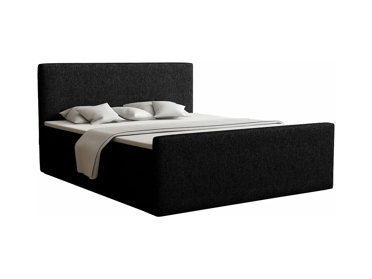 LIT BOXSPRING avec coffre de lit et surmatelas Vizela Lux 160x200 cm, (Lux 23) Noir