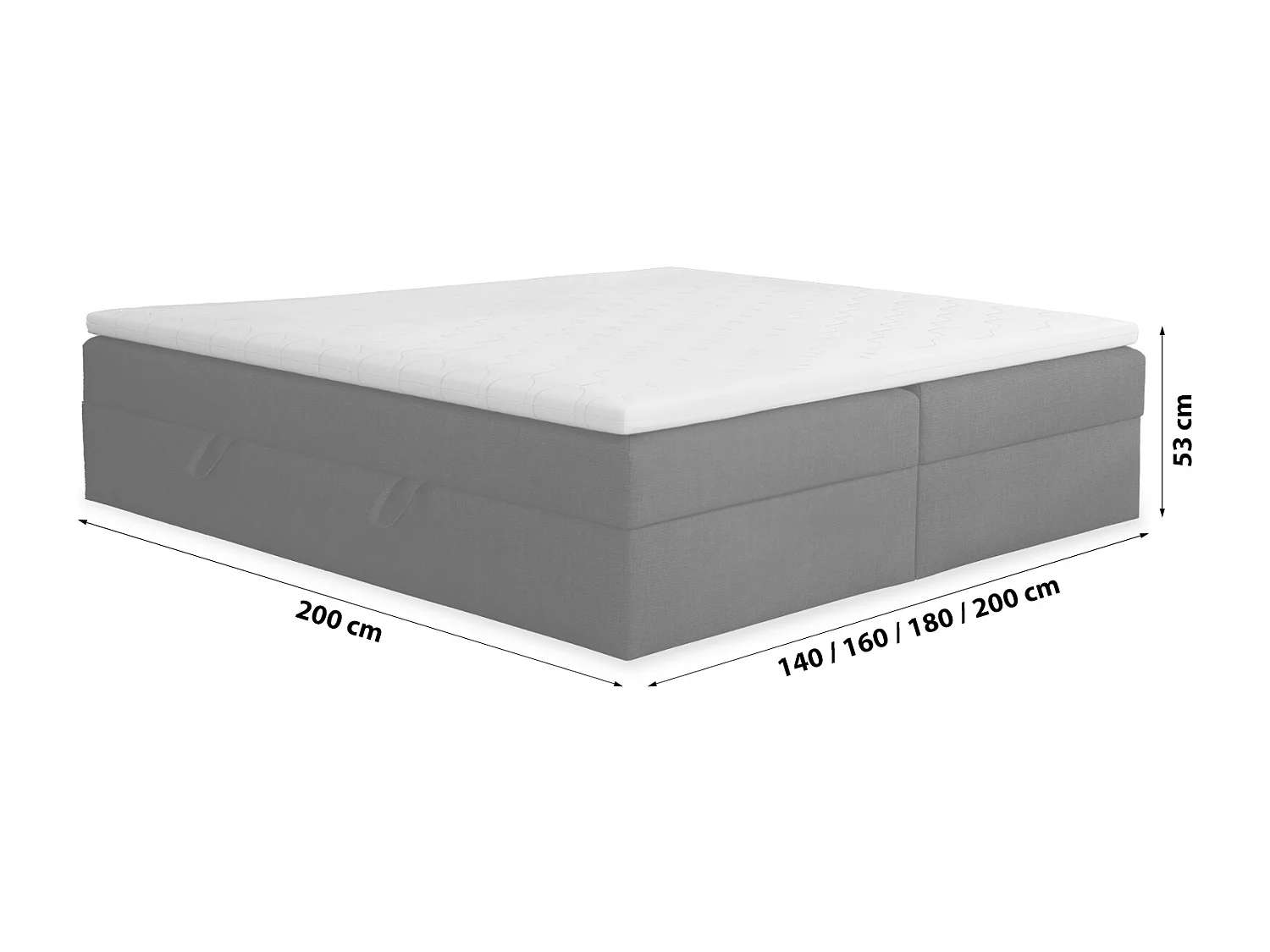 BOXSPRINGBETT mit Bettkasten und Topper 160x200 cm, Soro 100 - Graphit