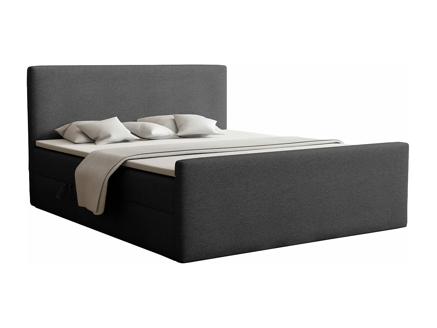 BOXSPRINGBETT mit Bettkasten und Topper Vizela Lux 180x200 cm, (Riviera 97) Anthrazit