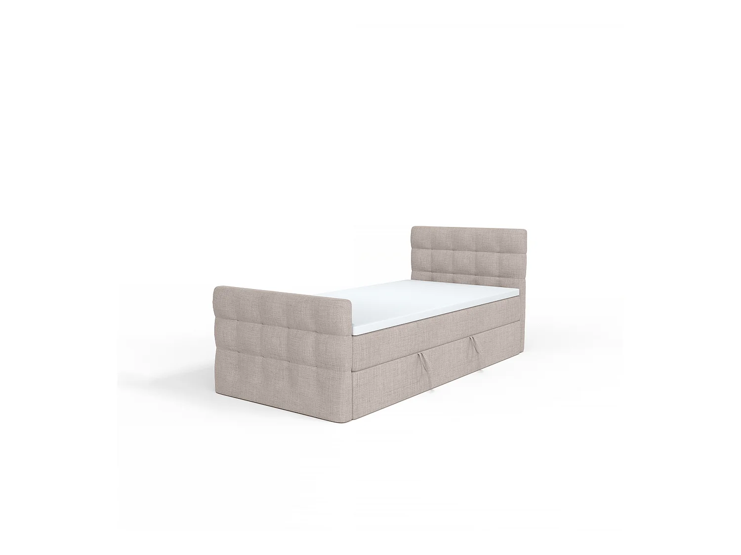 BOXSPRINGBETT mit Bettkasten und Topper Loures Lux Mini Seite Rechts 100x200 cm, Beige-grau (soro13)