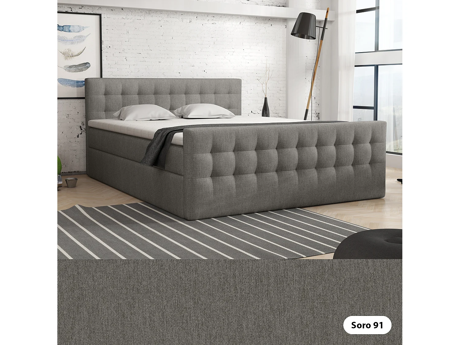 BOXBETT mit Bettkasten Loures Lux 160x200 cm, Grau