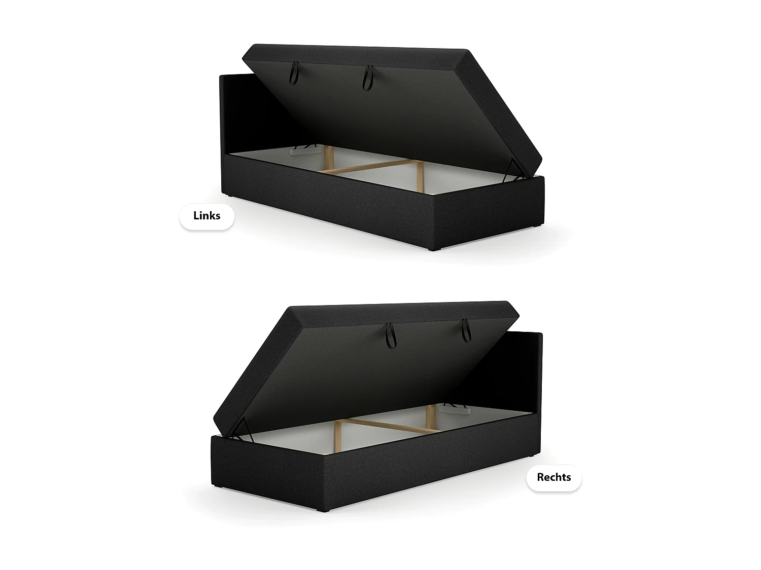 LIT SIMPLE avec côté gauche torria mini basic 80x200 cm, noir