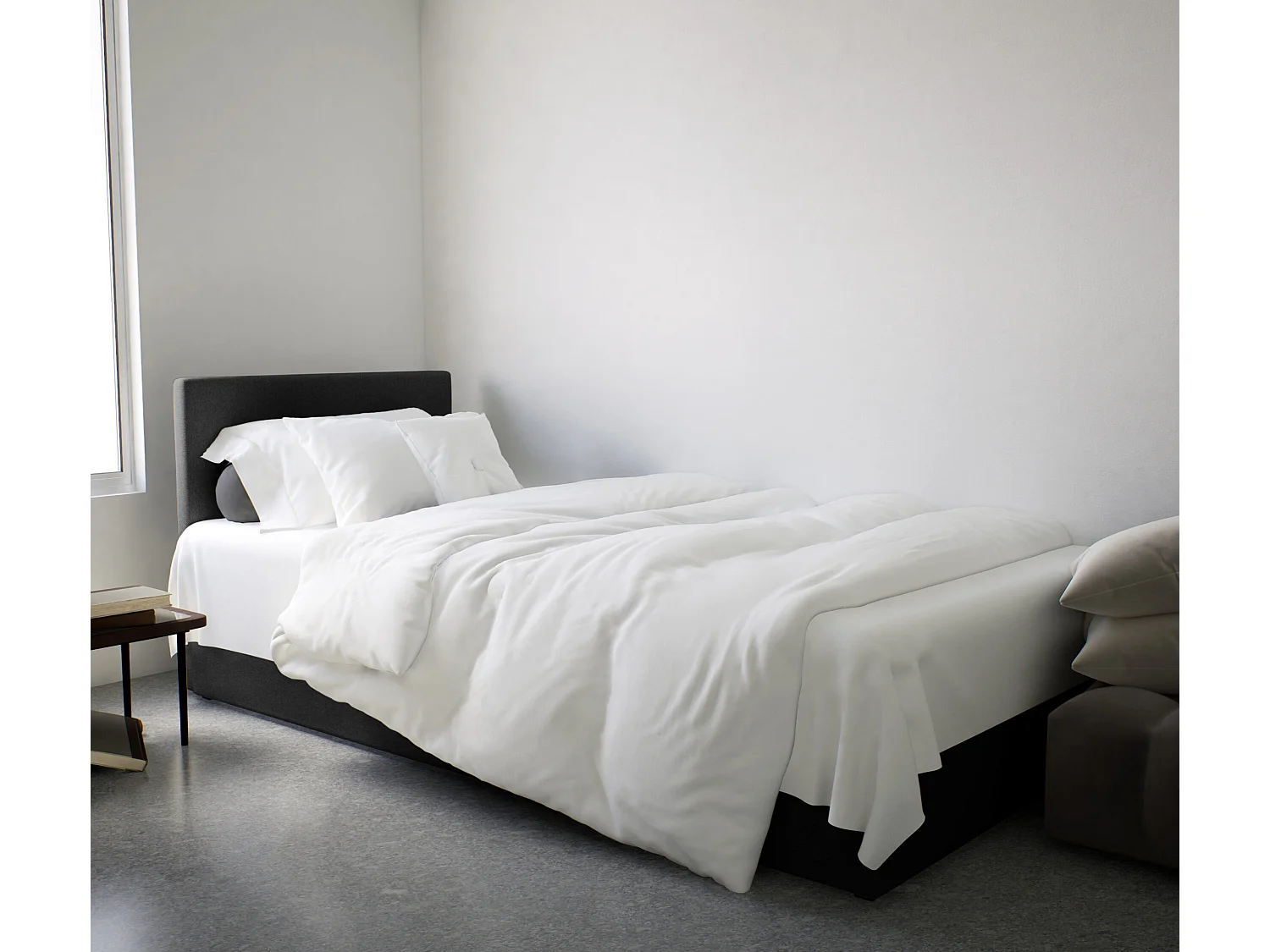 LIT SIMPLE avec côté gauche torria mini basic 80x200 cm, noir