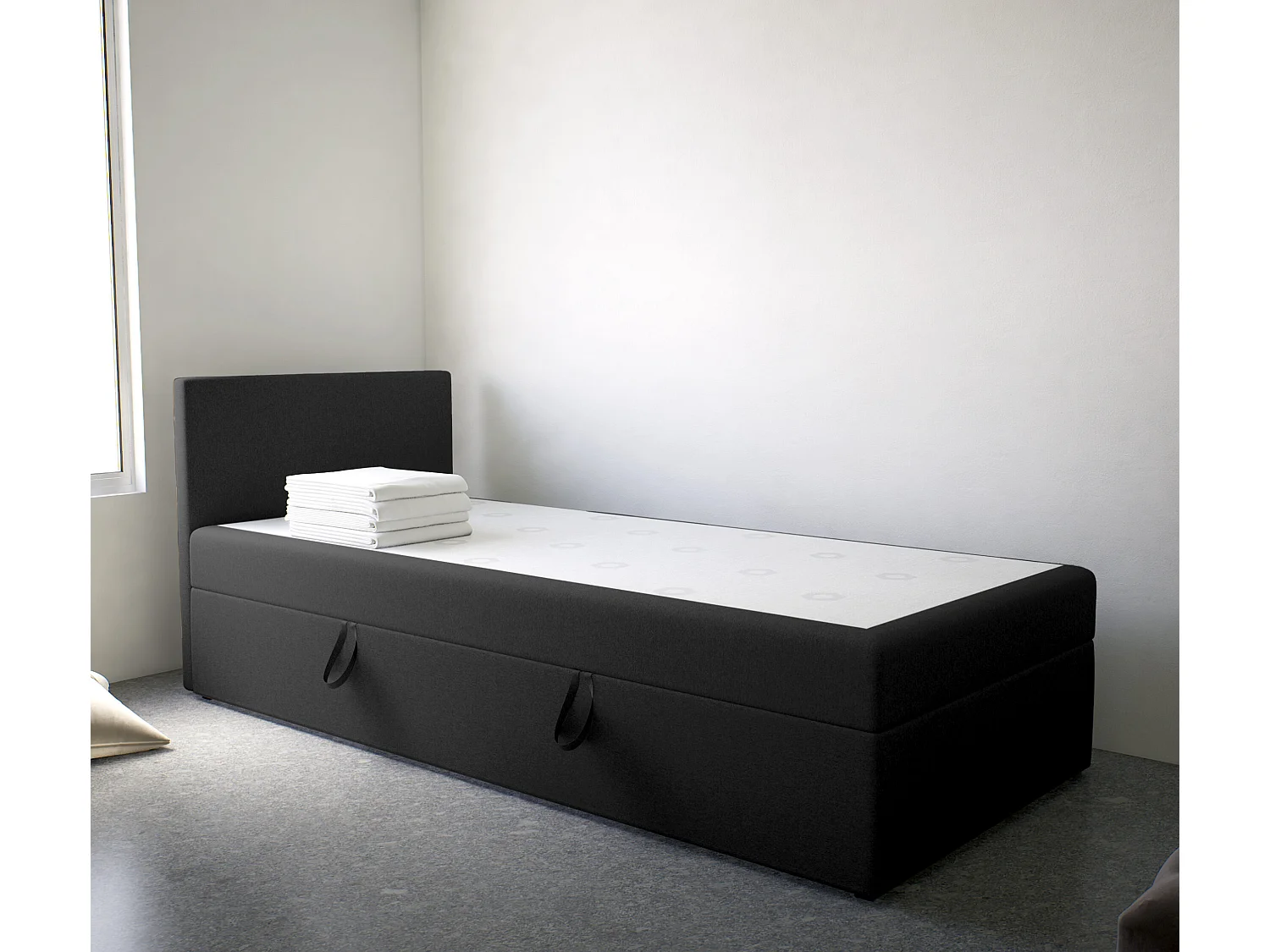 LIT SIMPLE avec côté gauche torria mini basic 80x200 cm, noir