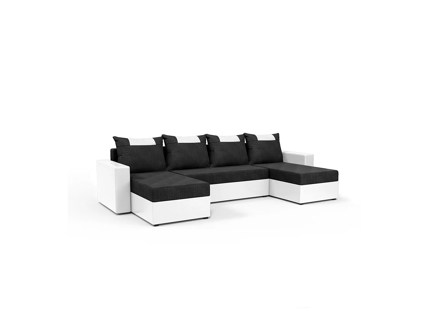 CANAPÉ PANORAMIQUE avec fonction de couchage Susanne jusqu’à 8 places, Noir+Blanc
