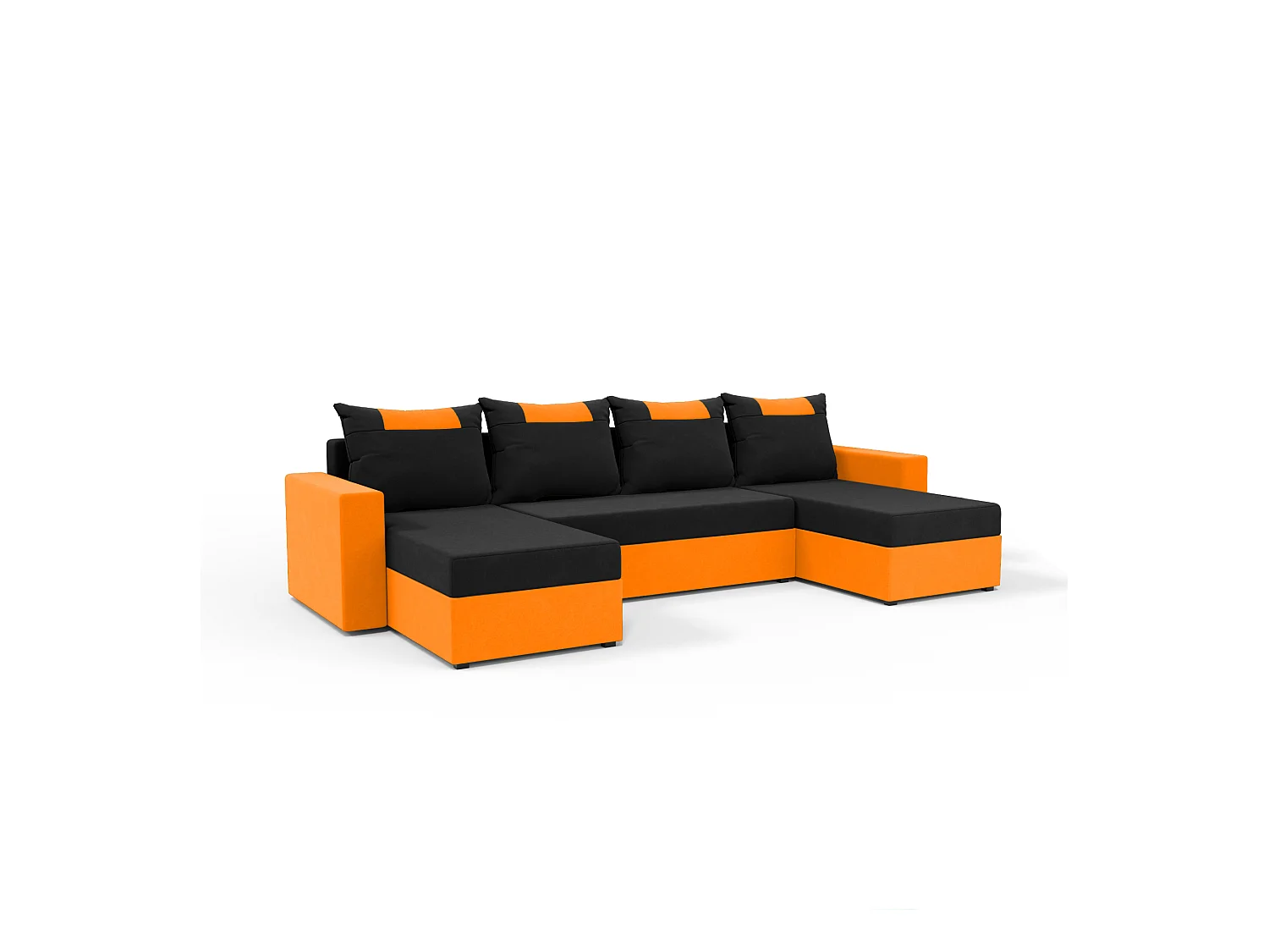 CANAPÉ PANORAMIQUE avec fonction de couchage Susanne jusqu’à 8 places, Noir+Orange