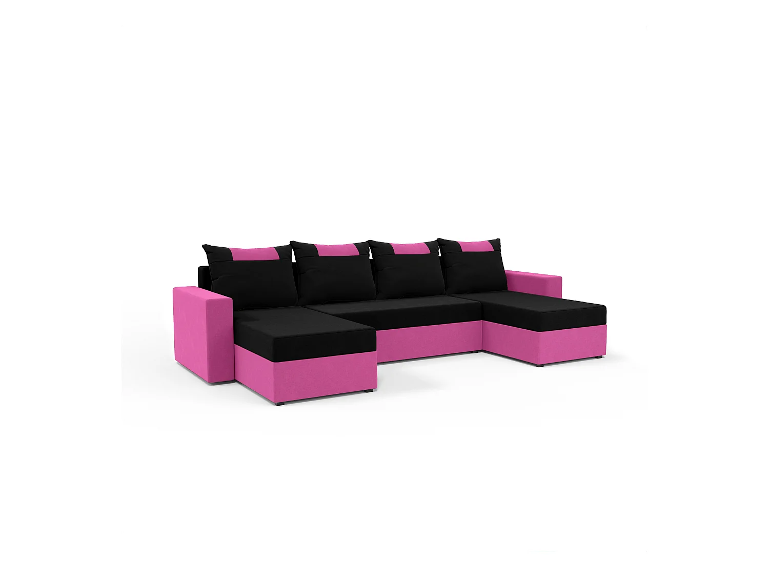 CANAPÉ PANORAMIQUE avec fonction de couchage Susanne jusqu’à 8 places, Noir+Rose