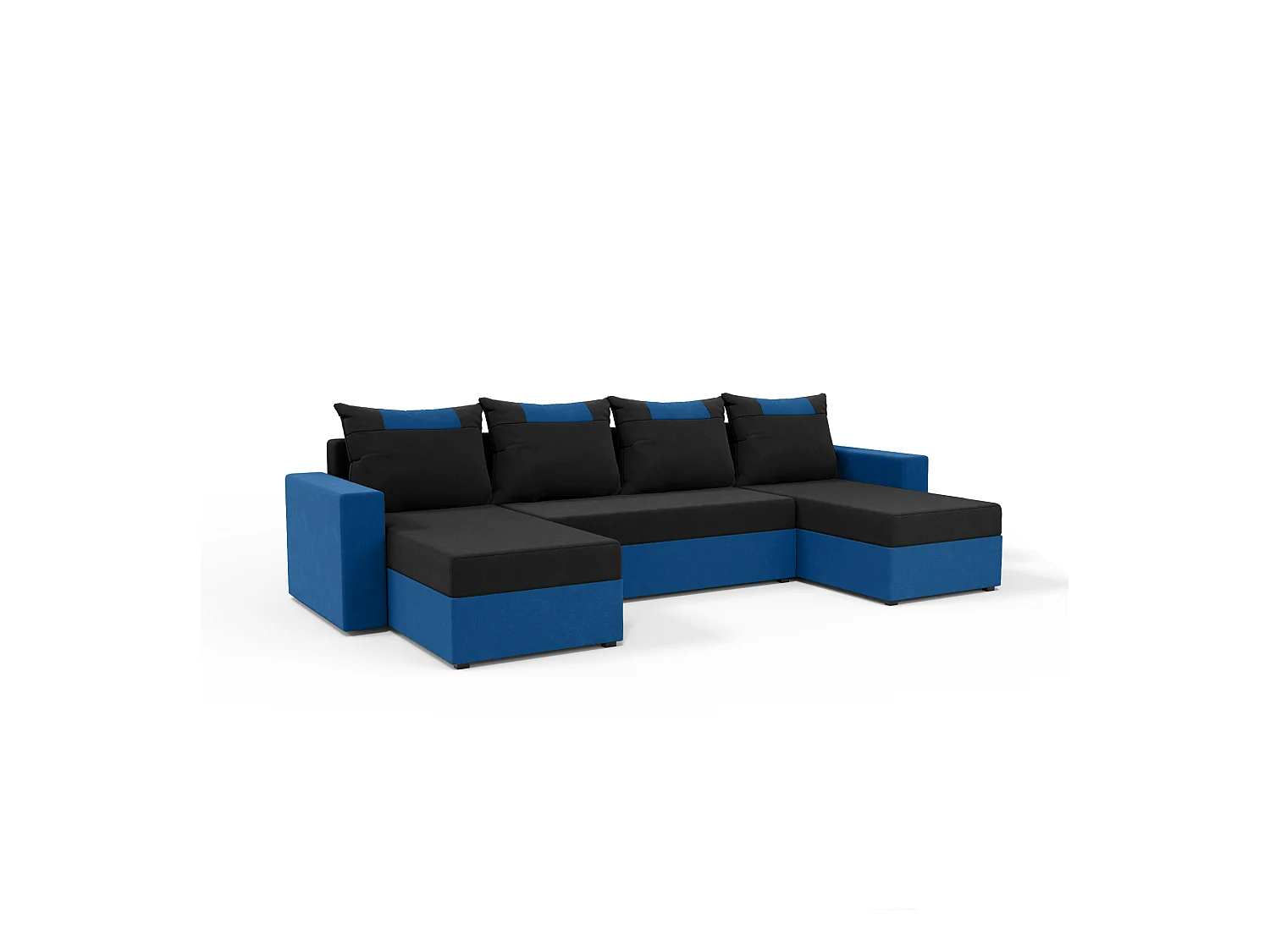 CANAPÉ PANORAMIQUE avec fonction de couchage Susanne jusqu’à 8 places, Noir+Bleu foncé