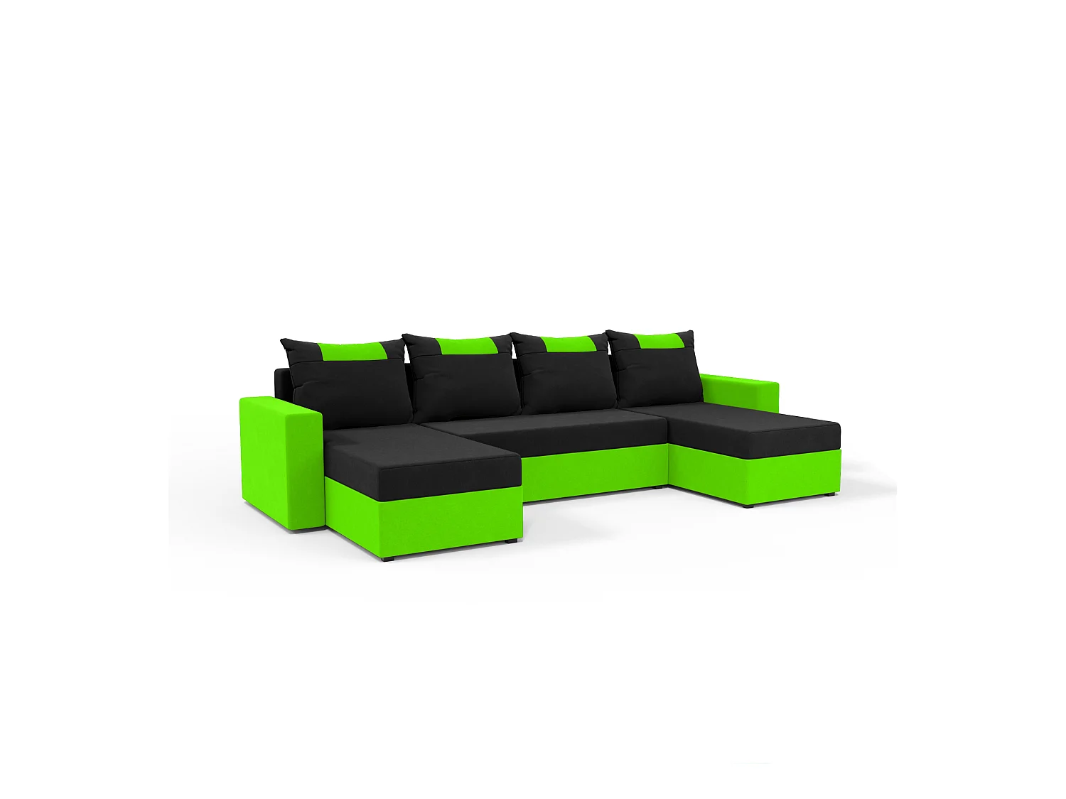 CANAPÉ PANORAMIQUE avec fonction de couchage Susanne jusqu’à 8 places, Noir+Vert