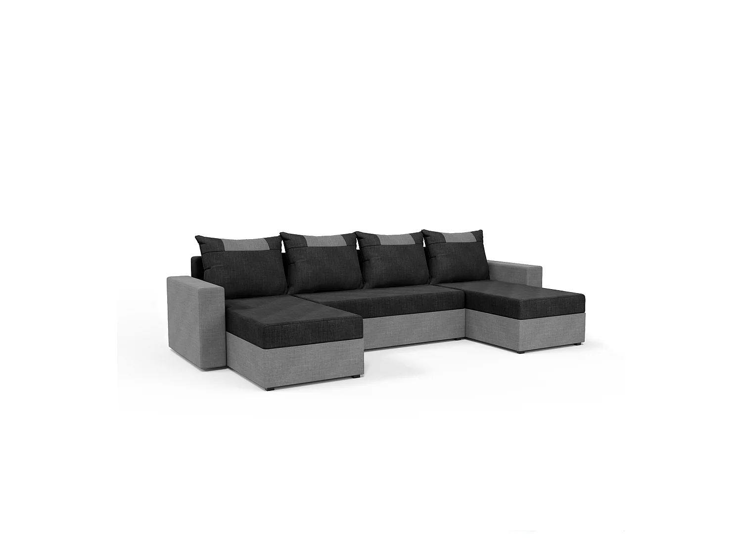 CANAPÉ PANORAMIQUE avec fonction de couchage Susanne jusqu’à 8 places, Noir+Gris