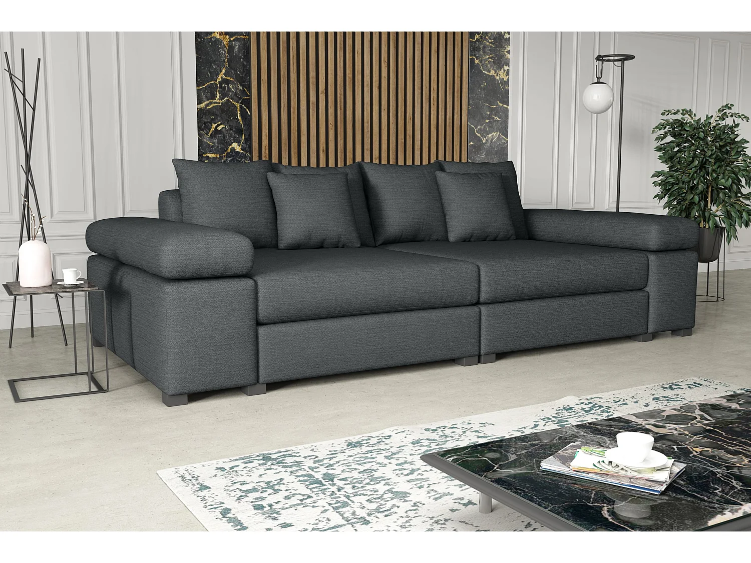 CANAPÉ Arles 4 places, Orinoco 96 (Gris foncé)