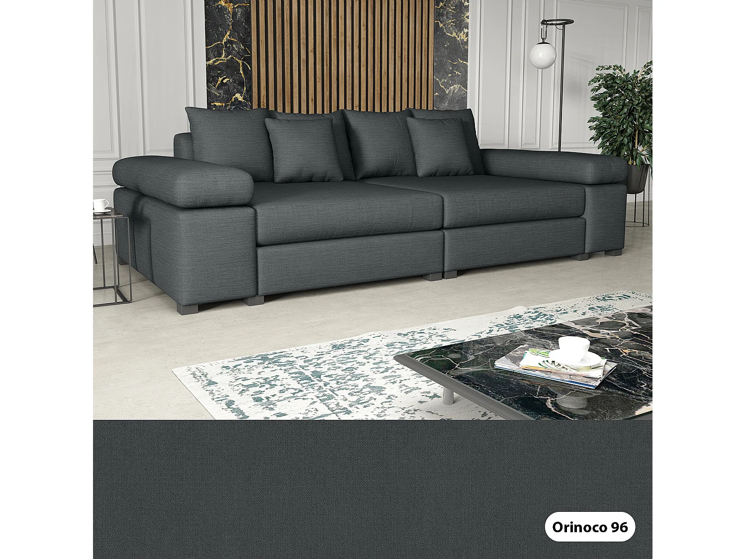 CANAPÉ Arles 4 places, Orinoco 96 (Gris foncé)