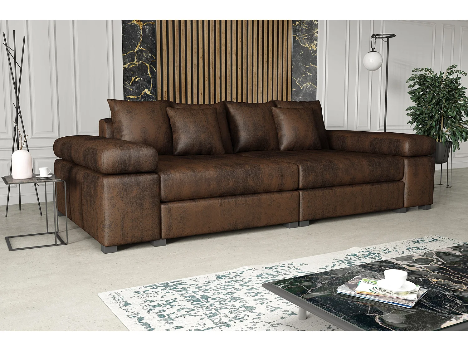 CANAPÉ Arles 4 places, Gobi 3 (Brun)