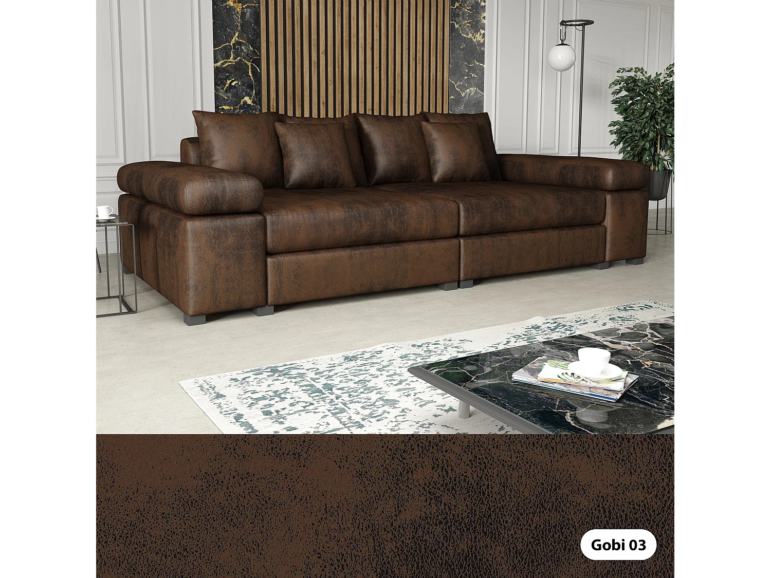 CANAPÉ Arles 4 places, Gobi 3 (Brun)