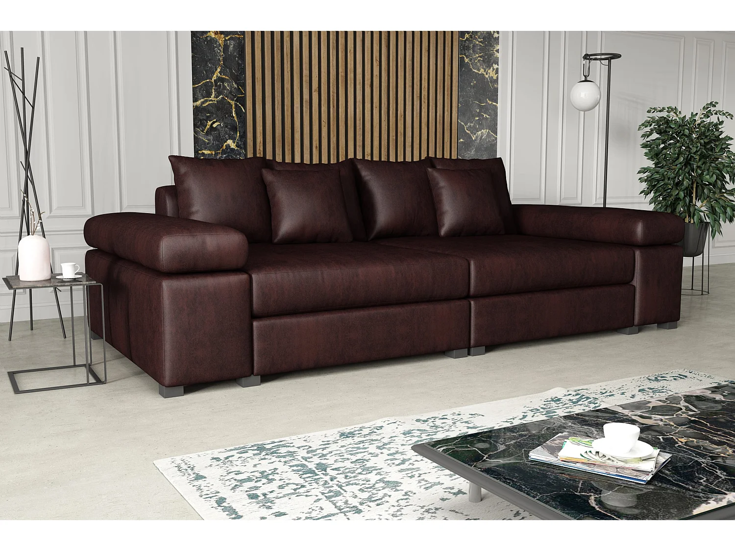 CANAPÉ Arles 4 places, Gobi 4 (Brun foncé)