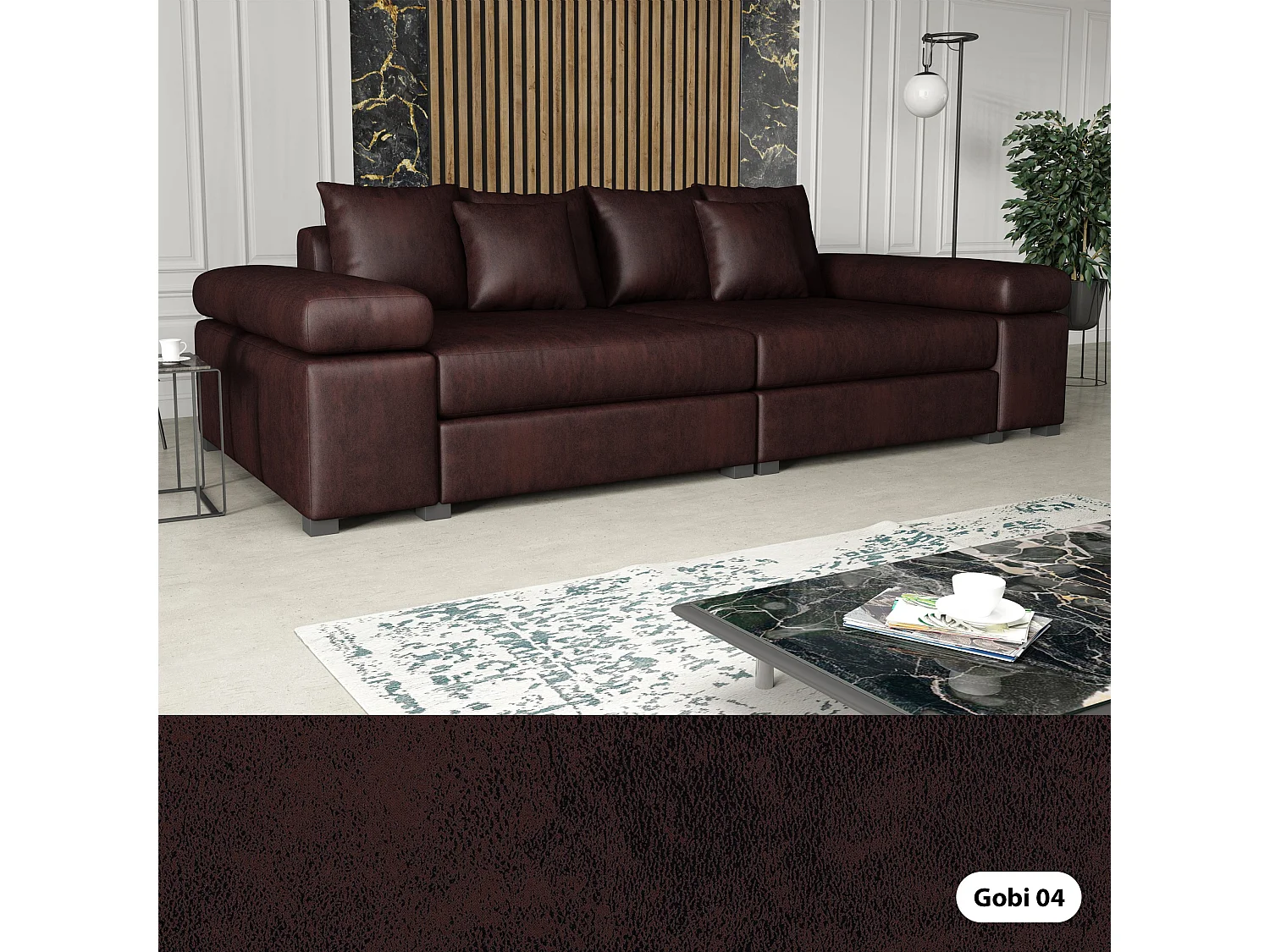 CANAPÉ Arles 4 places, Gobi 4 (Brun foncé)