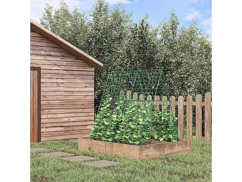 Support pour plantes grimpantes en forme de a en métal, d180cm×h180cm,vert