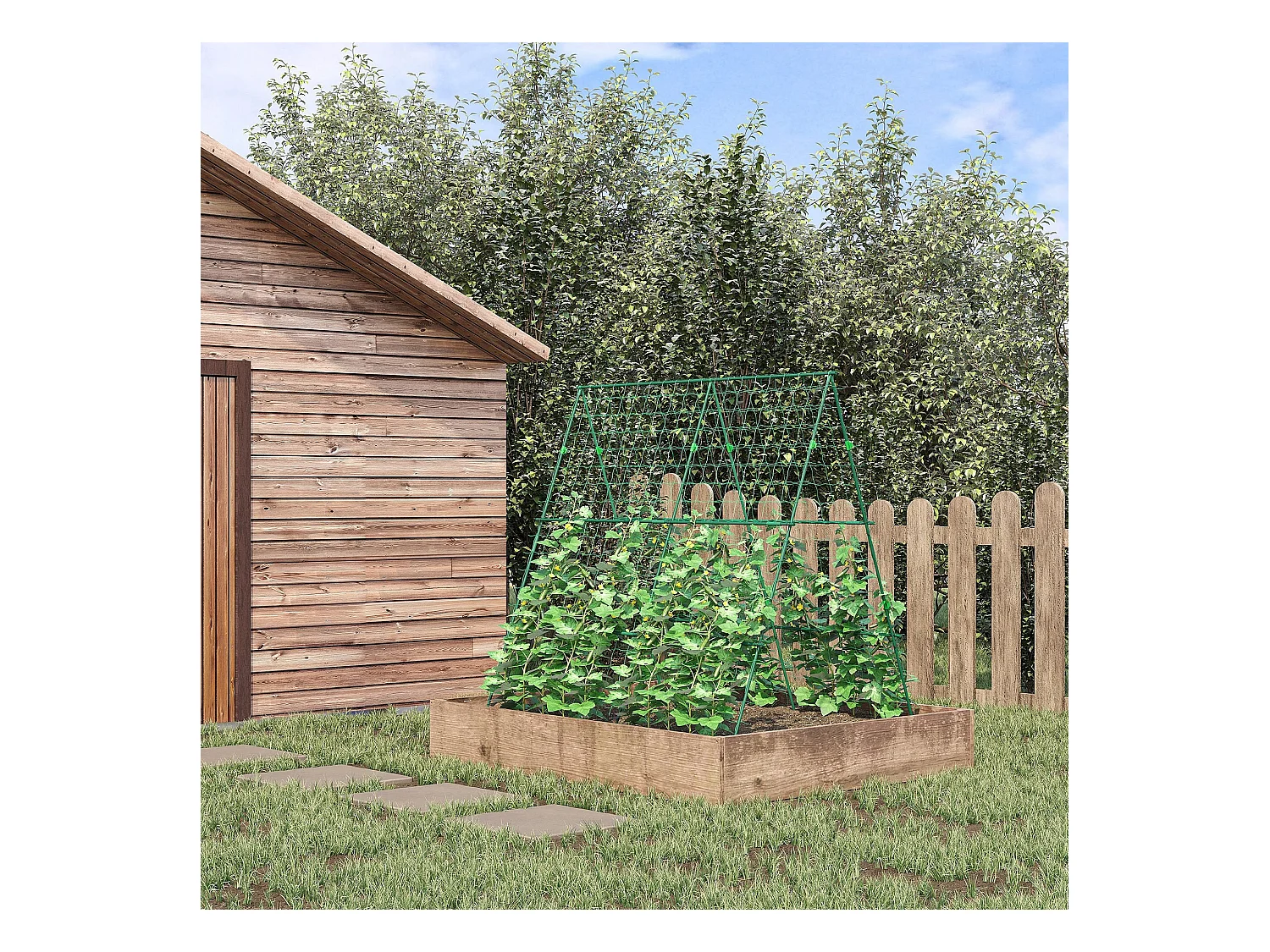 Support pour plantes grimpantes en forme de a en métal, d180cm×h180cm,vert