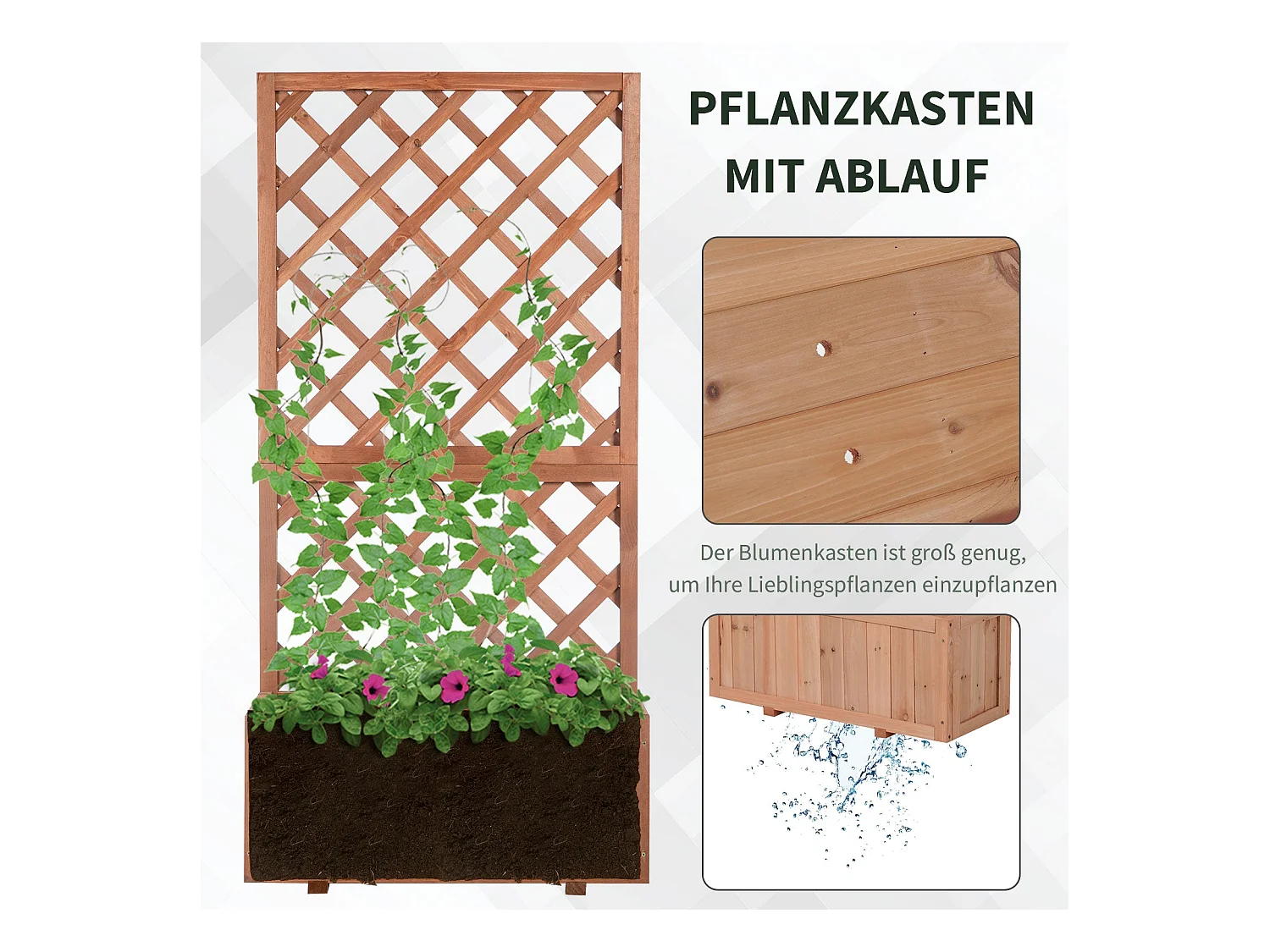 Support à plantes en bois, d72.5cm×h21.5cm,couleur orange