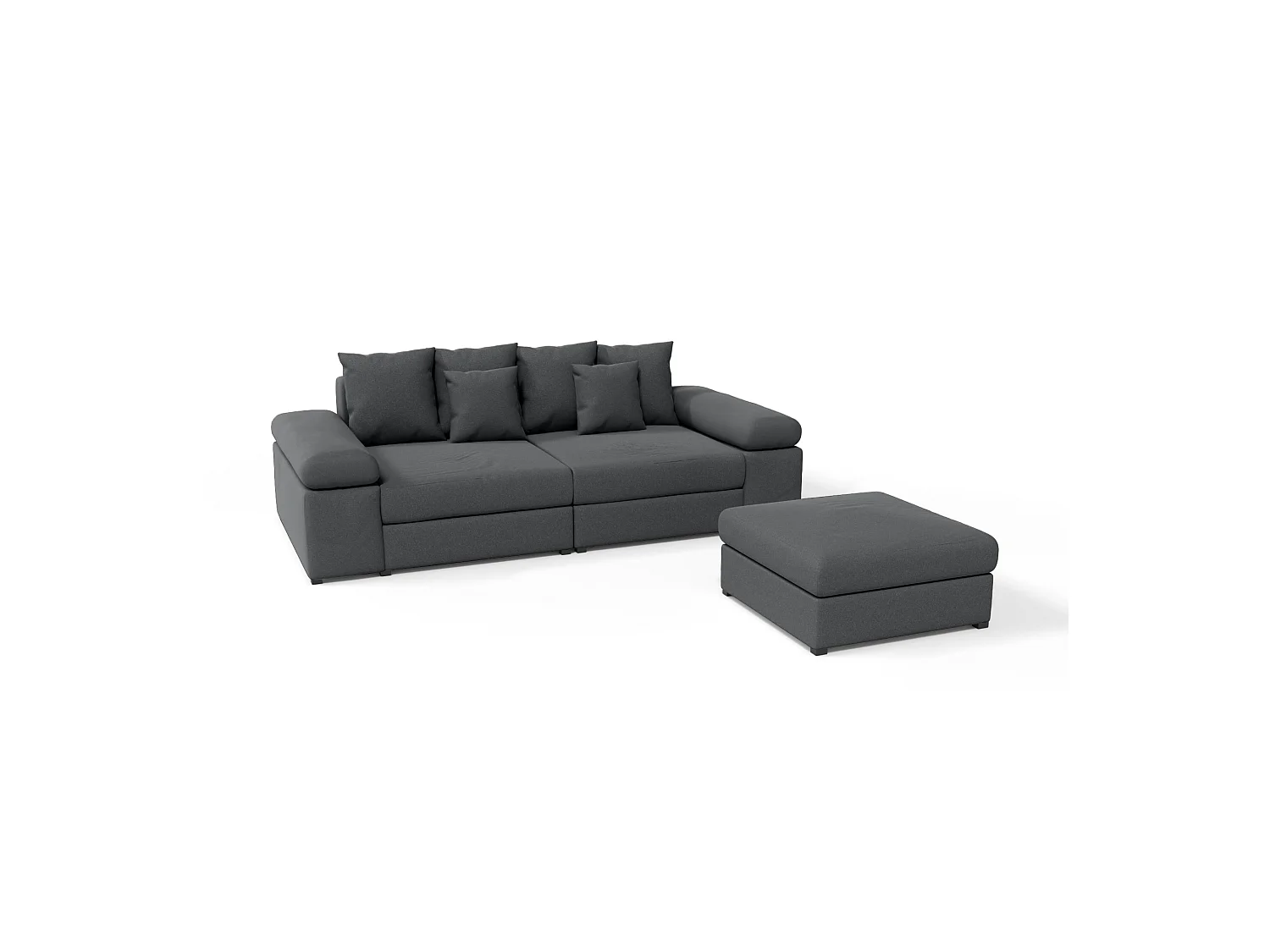 CANAPÉ ET POUF TAPISSÉS Arles 4 places, Orinoco 96 (Gris foncé)