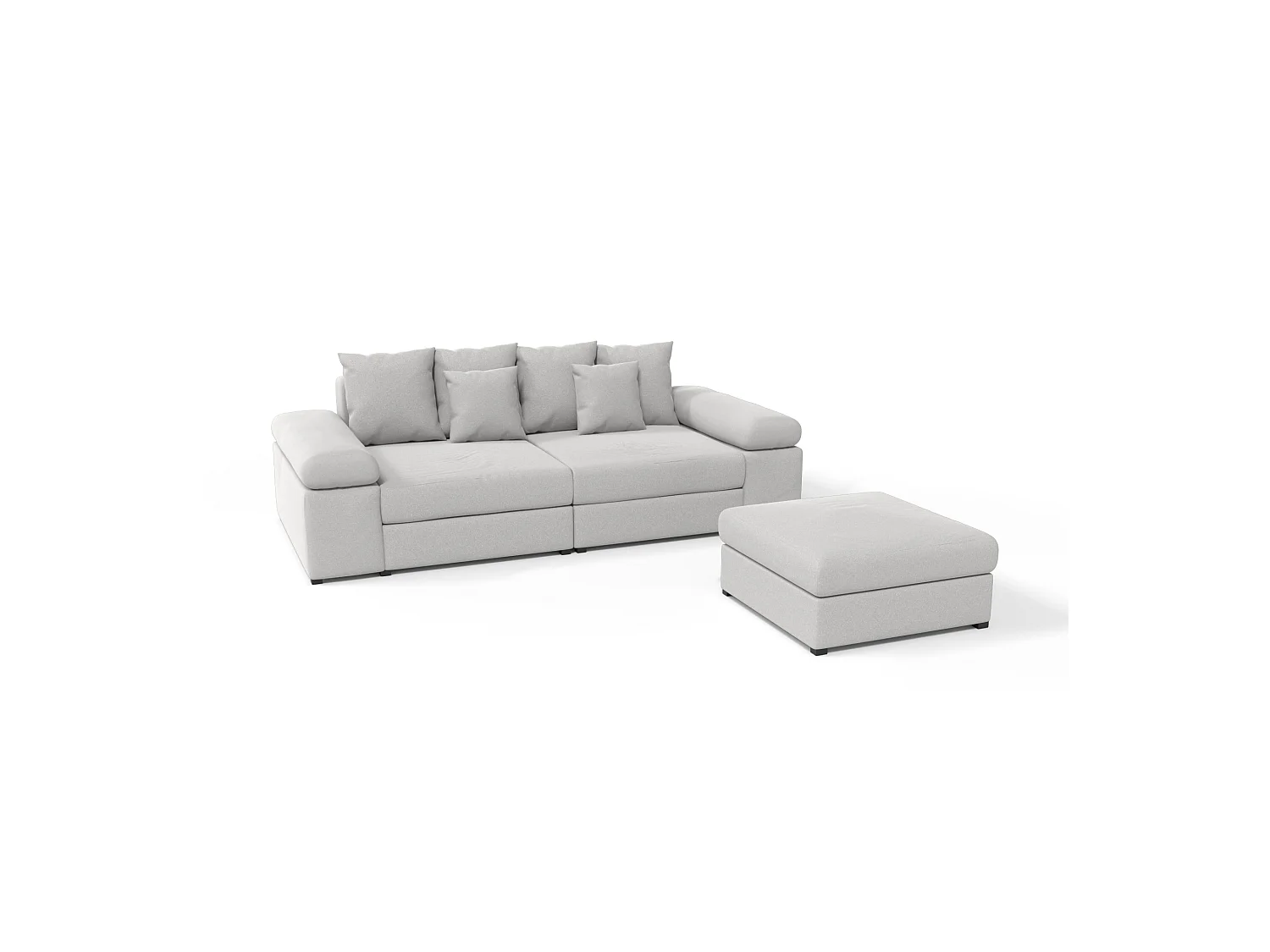 CANAPÉ ET POUF TAPISSÉS Arles 4 places, Orinoco 21 (Gris clair)