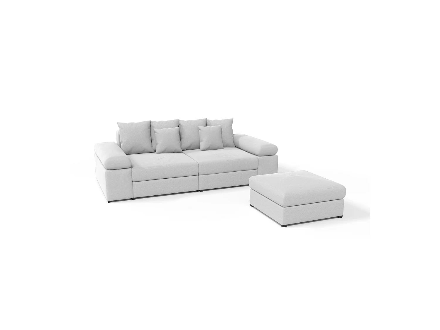 CANAPÉ ET POUF TAPISSÉS Arles 4 places, Orinoco 84 (Gris)